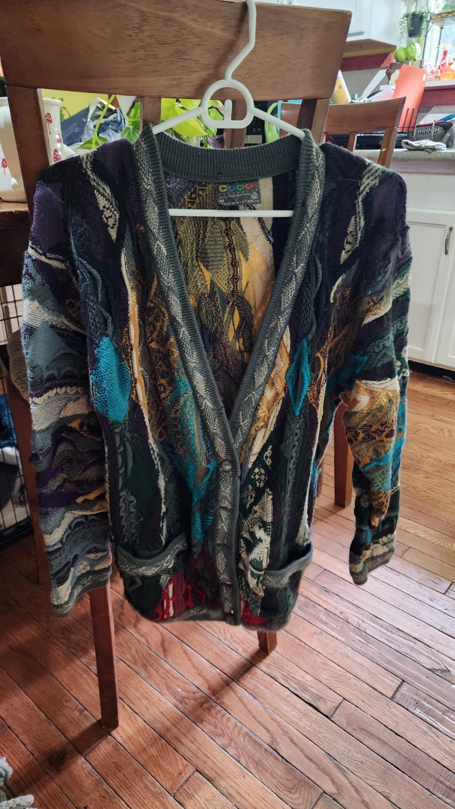 Coogi 1990s Vintage Earth Tones 3D Knit Cardigan Australia, Medium Sweater