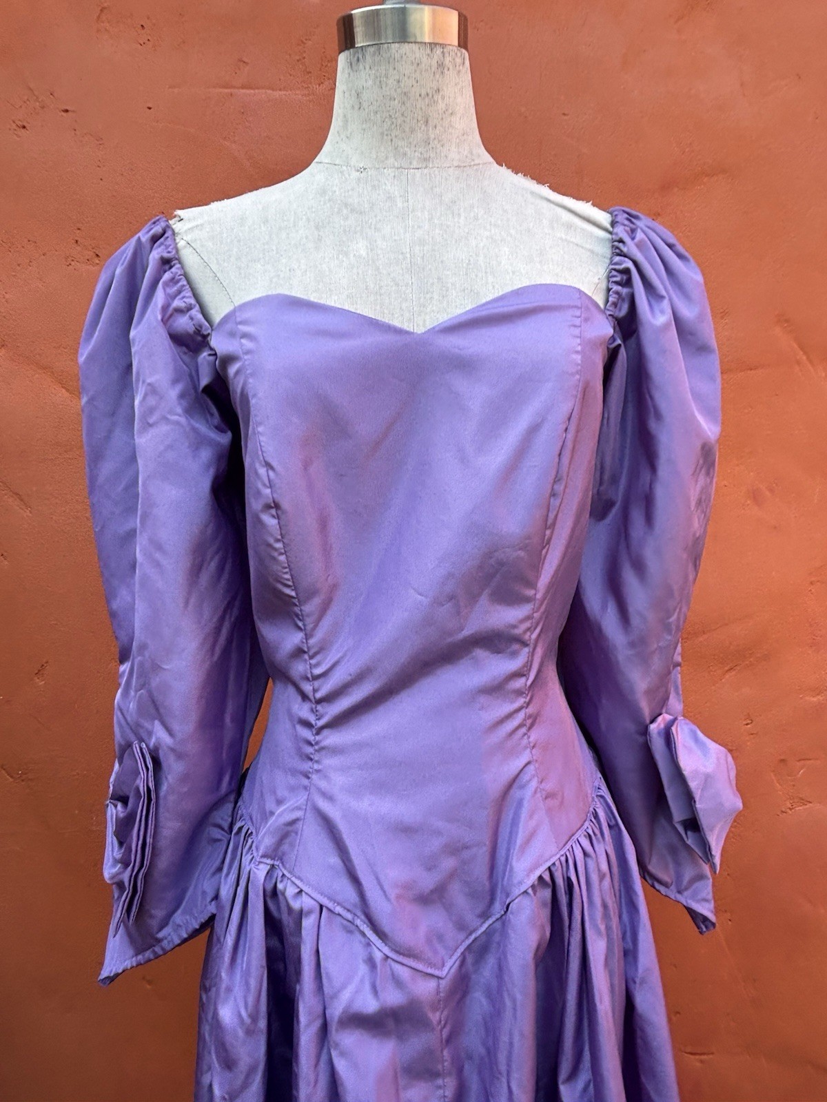 Vintage 1980s Lavender Bow Maxi Prom Dress. Evening Party Cocktail Formal Dress