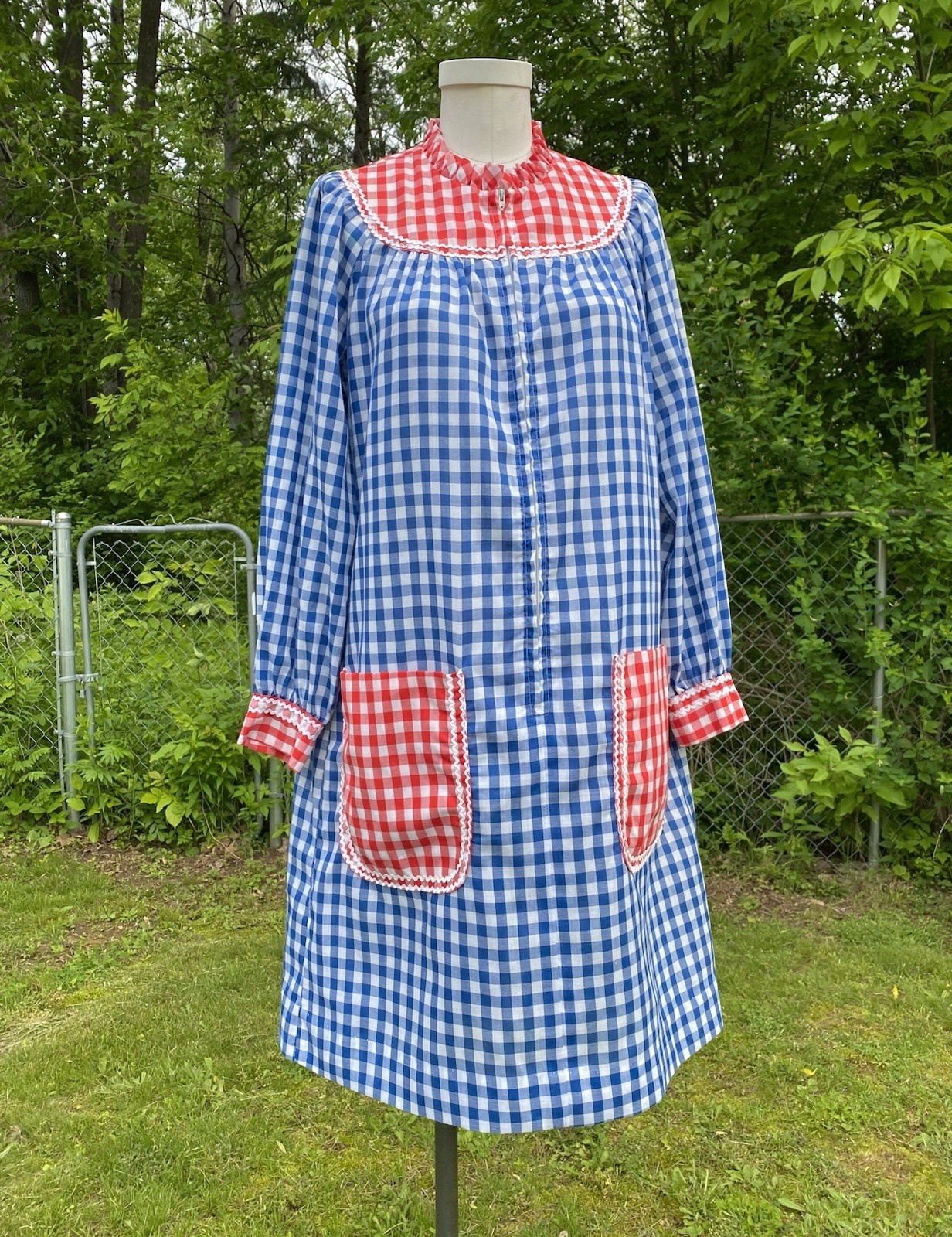 Vintage 1970s Models Coat House Dress Contrasting Gingham Check Clowncore 60s
