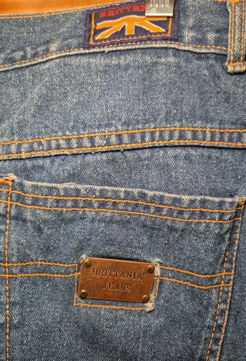 Vintage Brittania Denim Jeans Hi Rise Medium Wash Womens 16 Tall 36″ Inseam Read