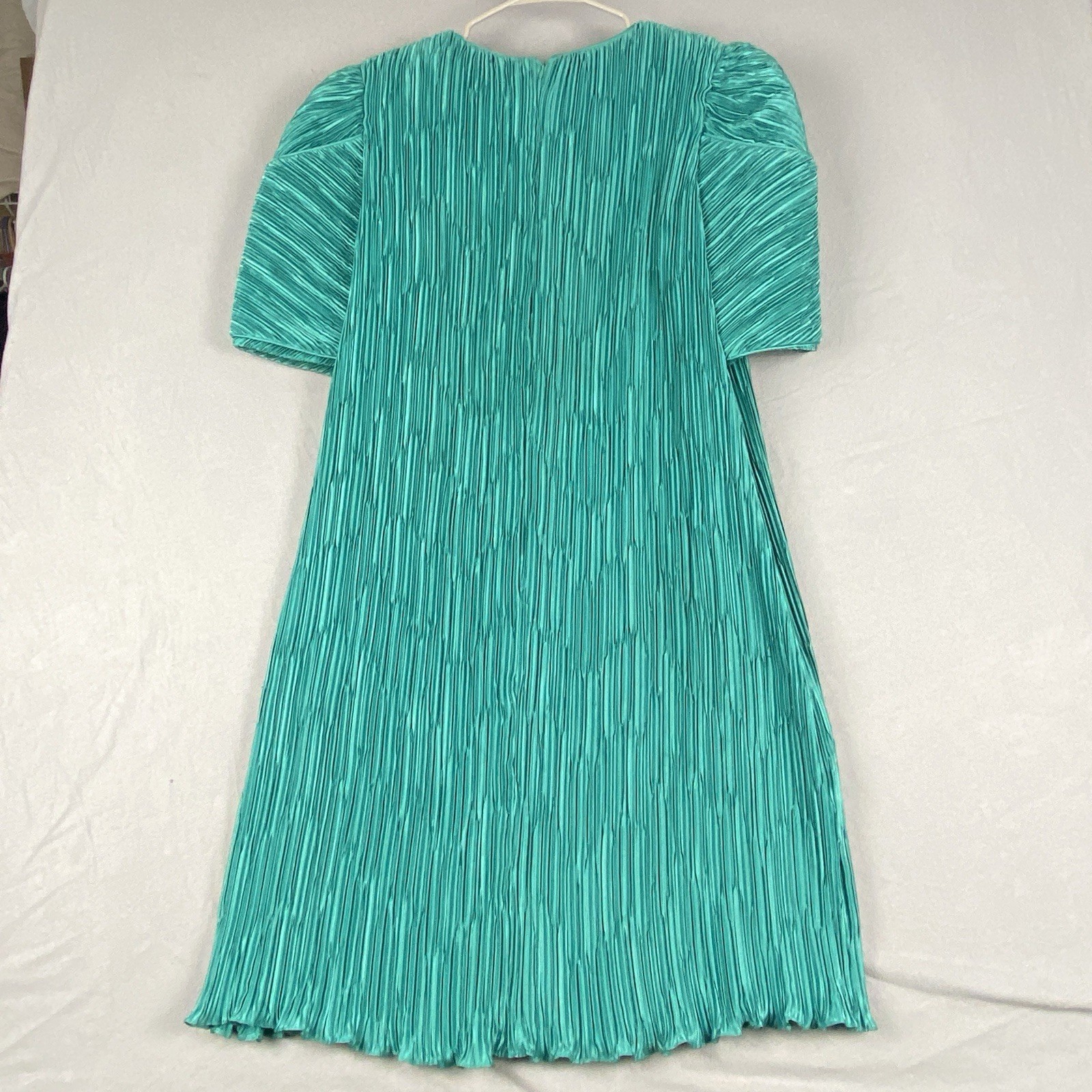Vintage 80s Nuit Dress Balloon Sleeve Pleated Designing Women Evening Cocktail