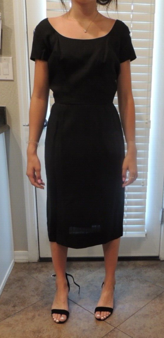 Vtg 50s 60s Cocktail Dress Jeanette Alexander CA Little black dress