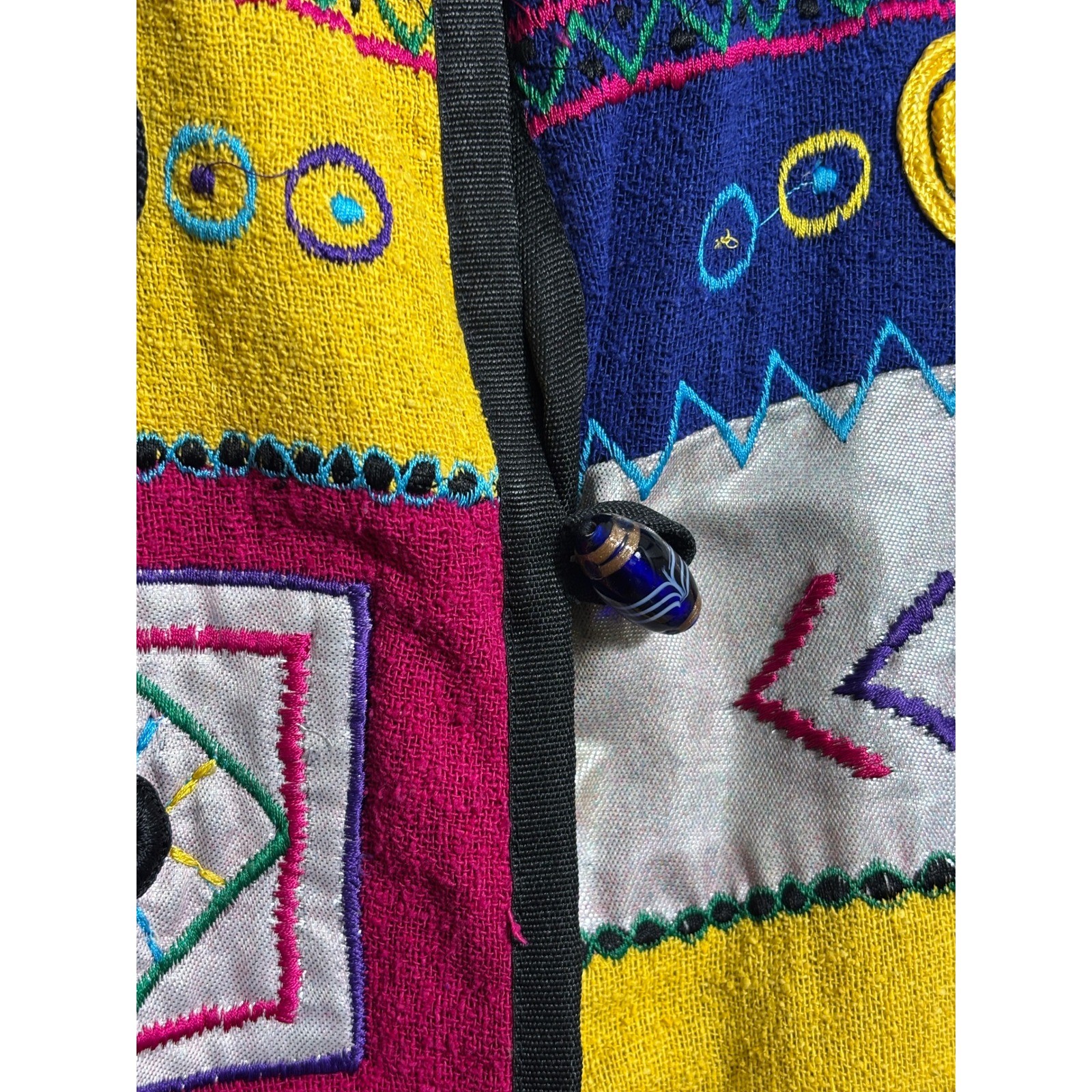 Allure Vintage Art To Wear Embroidered Jacket Colorful Boho Size L 100% Silk