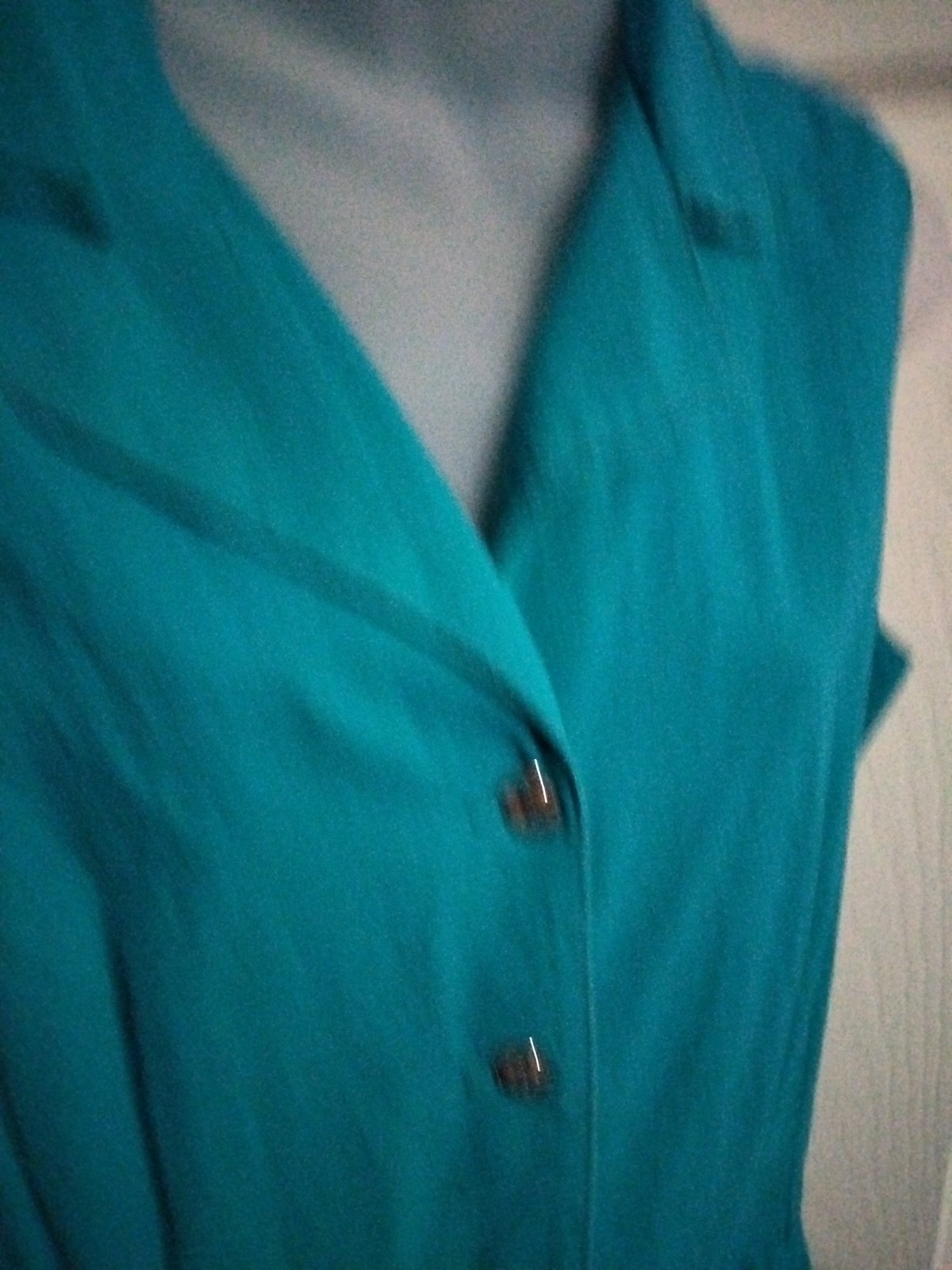 Vintage 90s Rabbit Rabbit Rabbit Designs Teal Cotton Button Up Midi Dress M