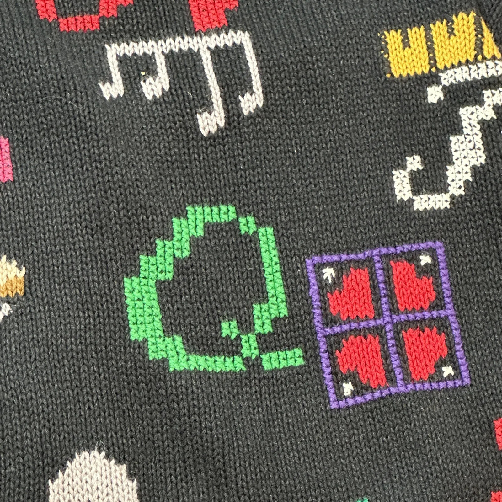 Vintage DESIGN OPTIONS Knitwear Cardigan Sweater Alphabet And Numbers Sz. Small
