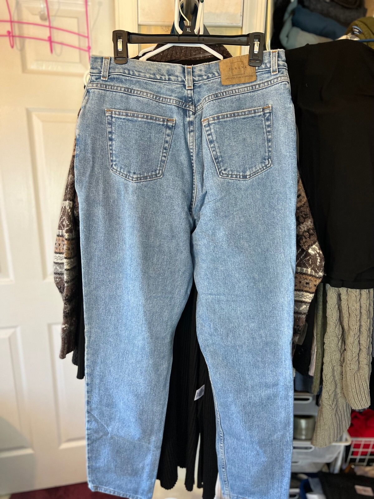 WJ1-SONOMA vintage WOMENS lt blue JEANS 14 LONG 132