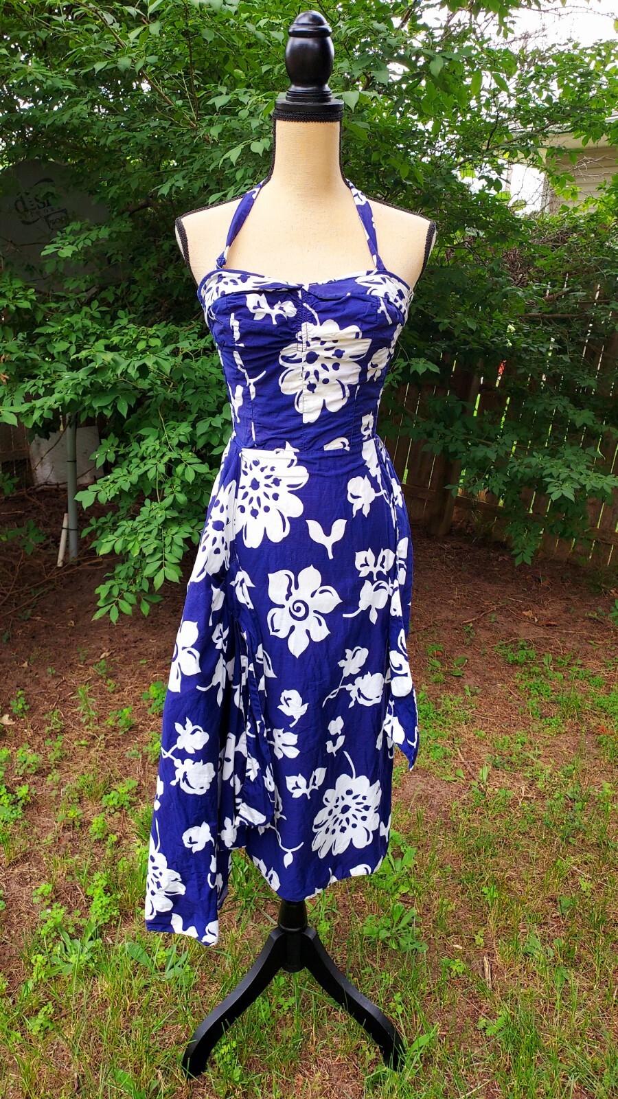 Vintage Liberty House Kahala Hawaiian Luau Floral Wrap Waist Padded Dress S/XS