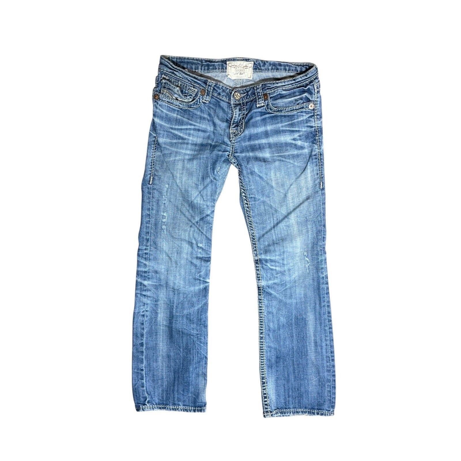 Big Star Y2K Low Rise Bootcut Jeans Womens 30 Embroidered Denim Blue