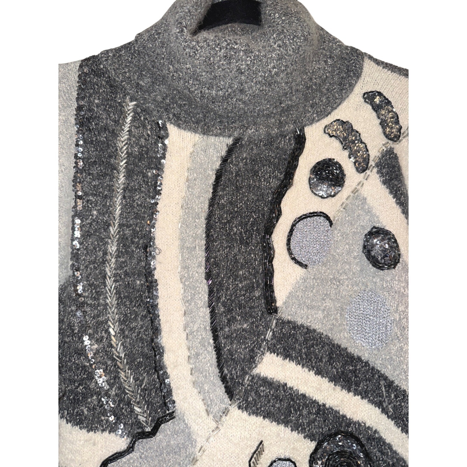 Vintage 90s I.B. Diffusion Angora Blend Embellished Turtleneck Sweater