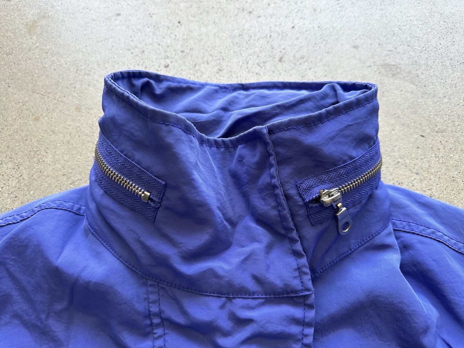 Vintage G.E.T Equipment General Technique Blue Nylon Blend Hidden Hood Jacket
