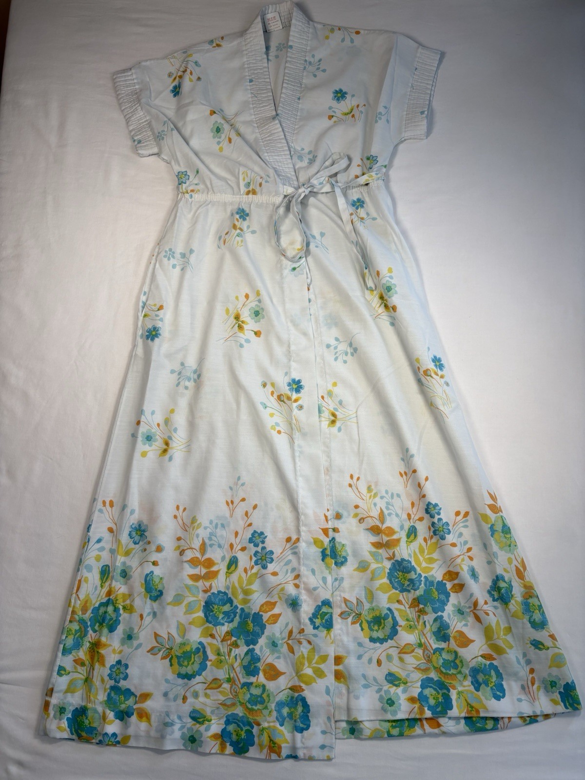 1970s Cottage Core Nightgown Robe Floral Light Blue Size Women’s Small Vintage