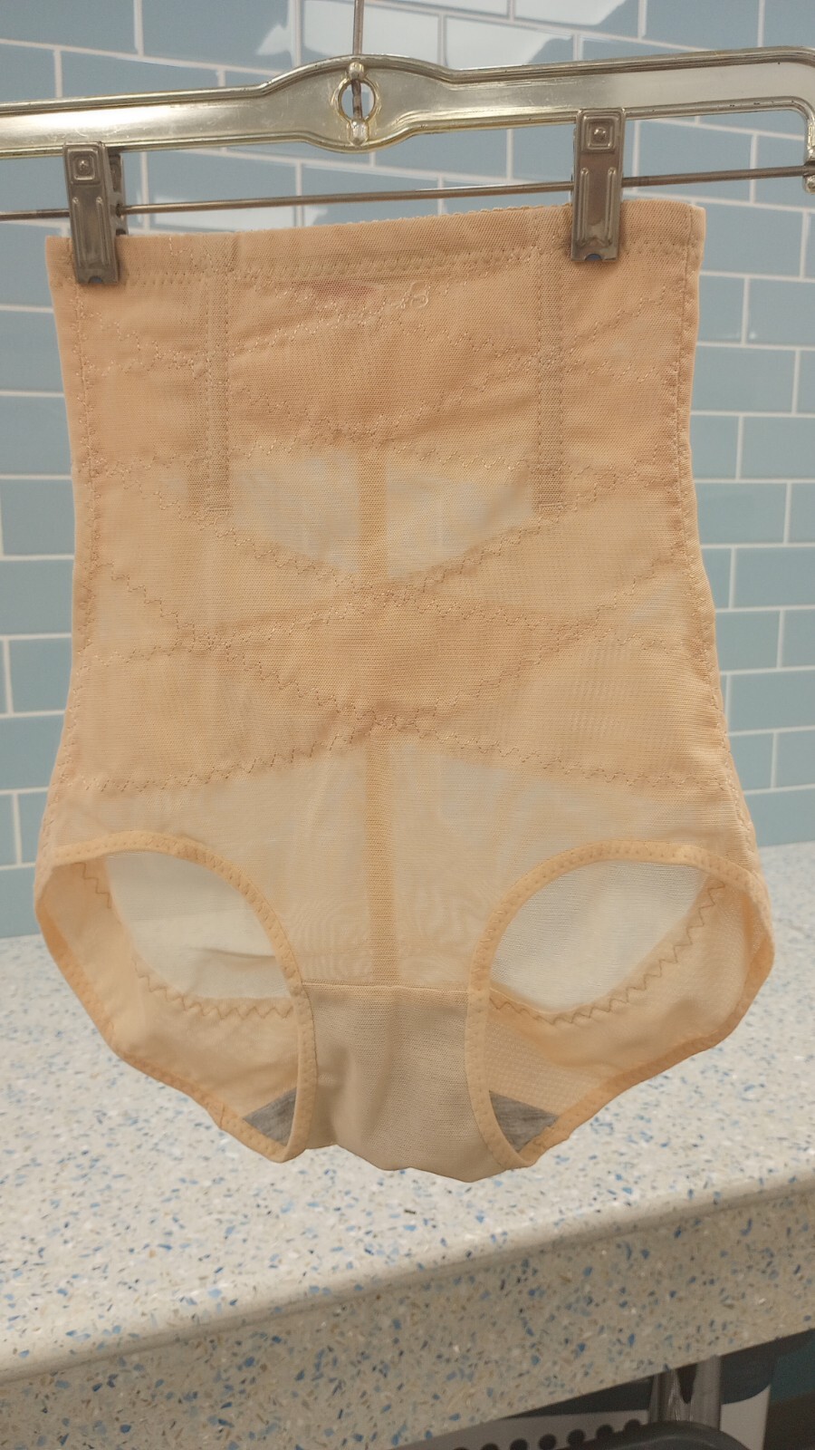Hi Waist/Leg Panty Girdle Nipper Shaper Medium Nude Nylon Strong Nwot