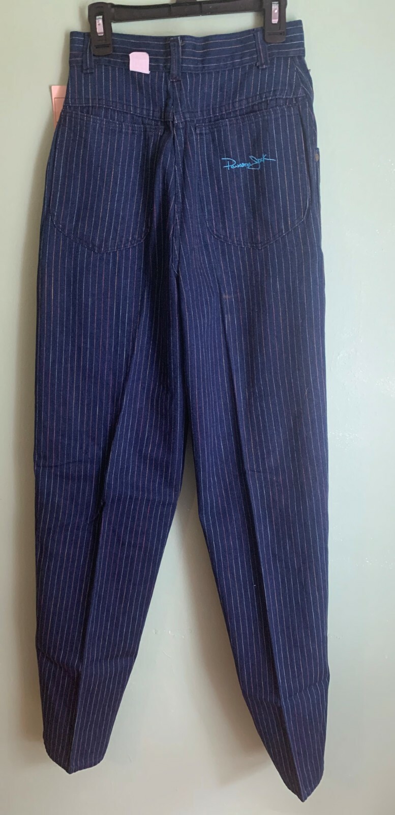 NOS Panama Jack vtg rainbow pinstripe pleated jeans junior 9 80s USA & sticker