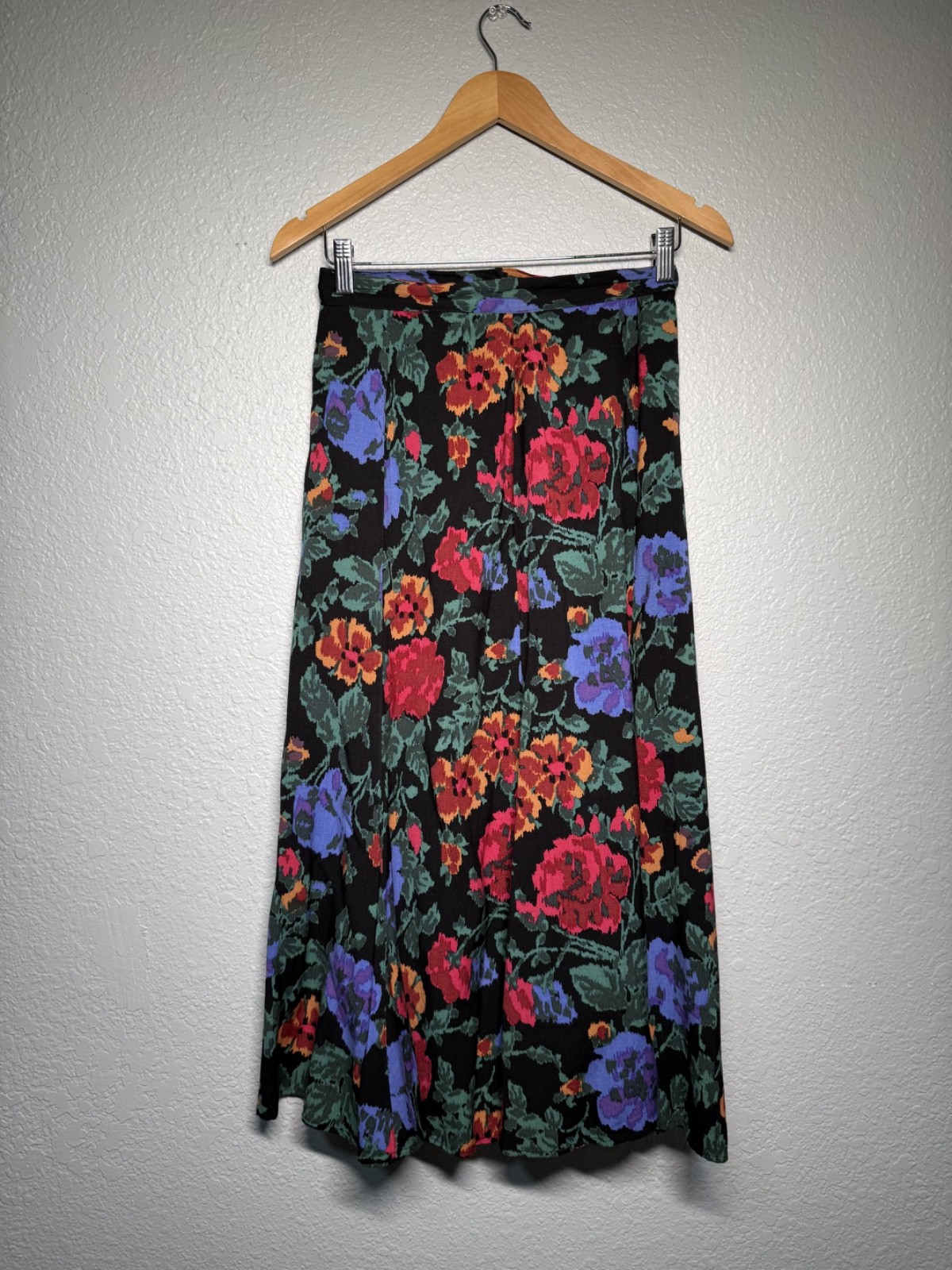 vintage 90s cottagecore y2k black floral soft maxi festival skirt