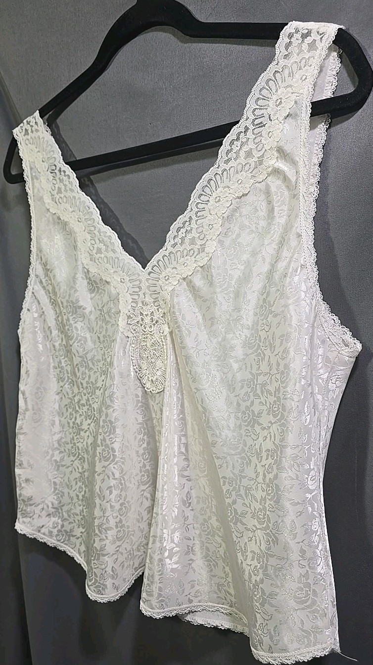 Camisole Tank Top Cami Slippery Smooth White SATIN Bust 42″ Lucy Ann II