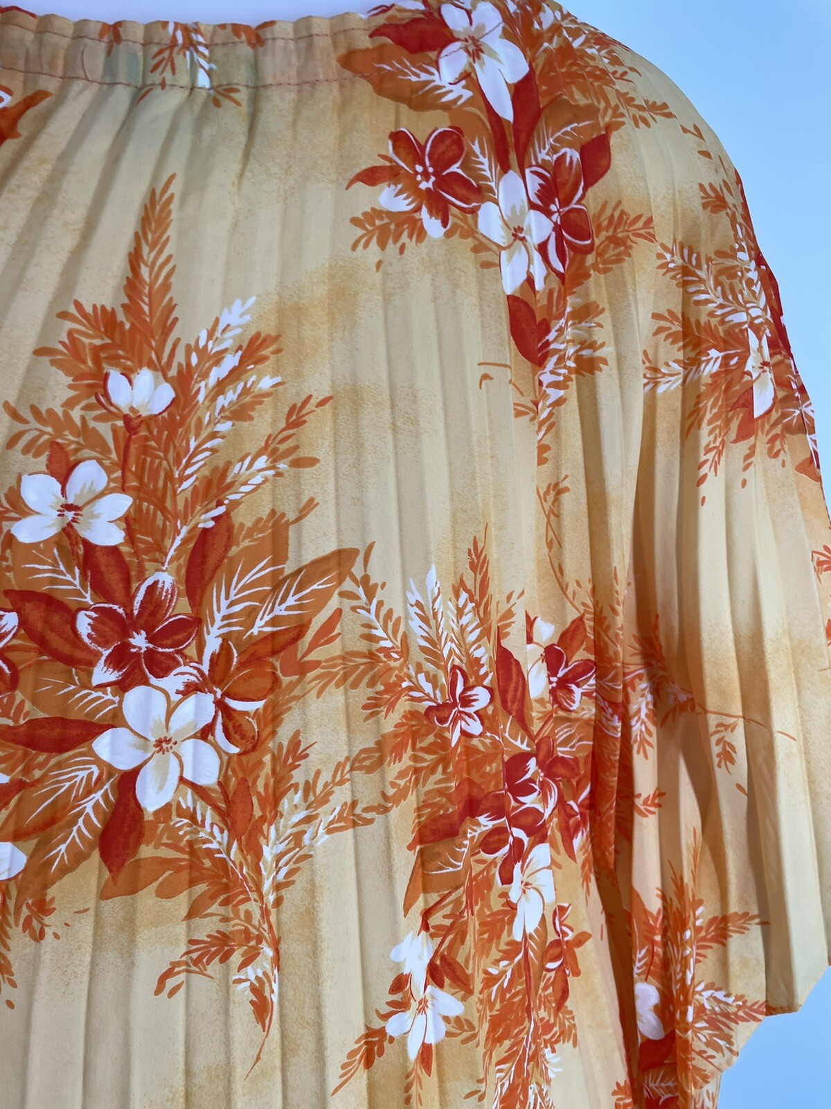 VTG 70s Hawaiian Accordion Tunic Dress Blouse Pomare Hawaii FIT S/M