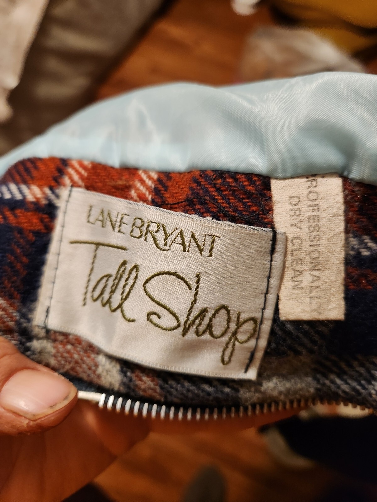 Vintage 1970s Lane Bryant Tall Shop Navy Blue/Plaid Wool Coat/Jacket XXL