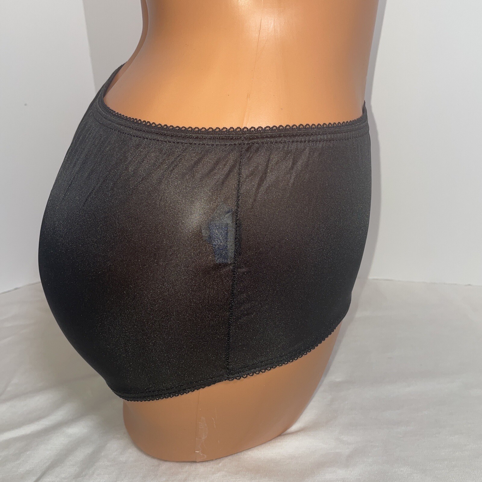 Vtg NOS 80s Panties Brief Nylon Full Hip Coverage NEW Lady Cameo Black 6 M + Bag