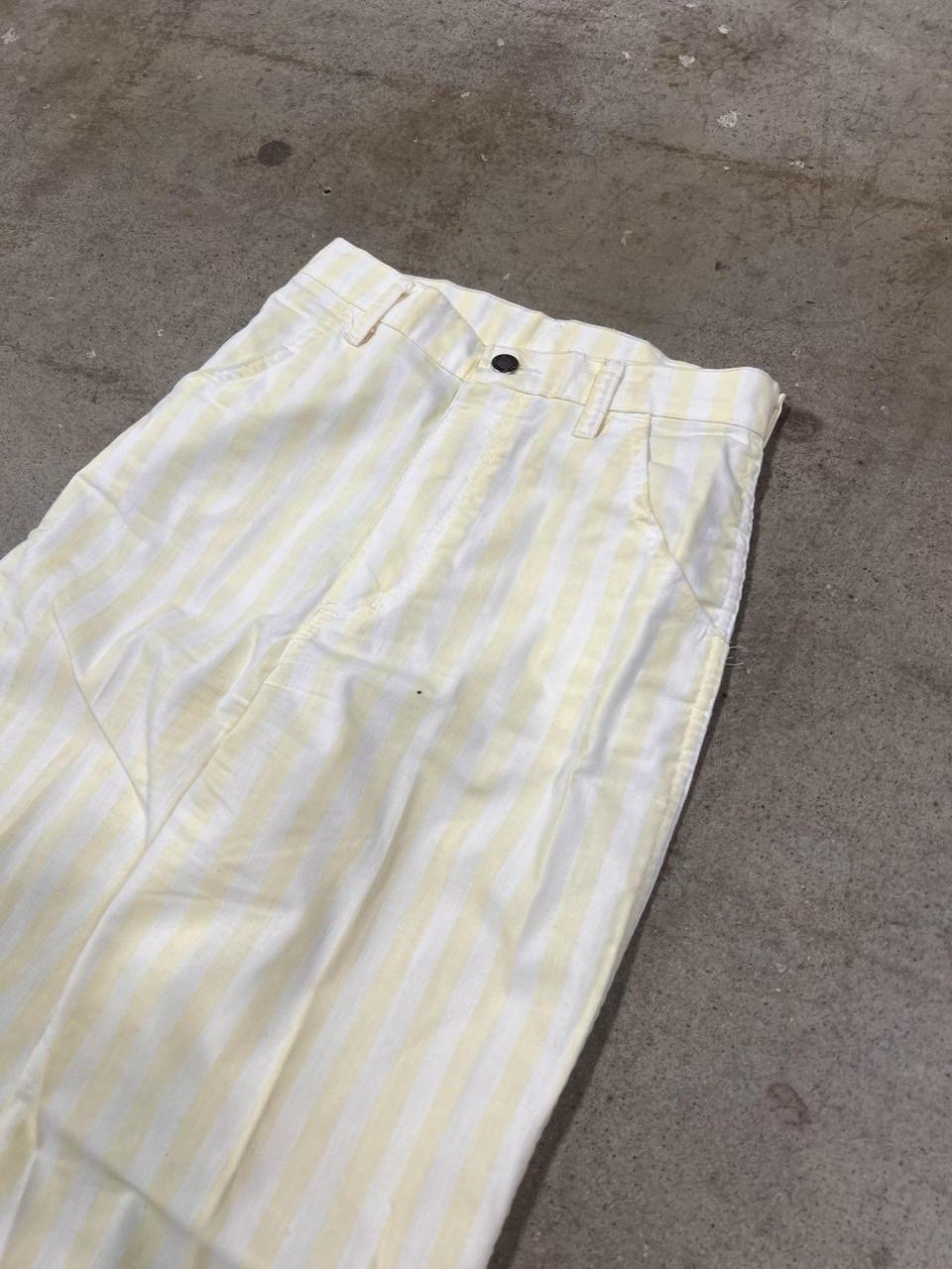 VTG 80s Rustler Cream and yellow striped wide leg pants relaxed fit size 24×26