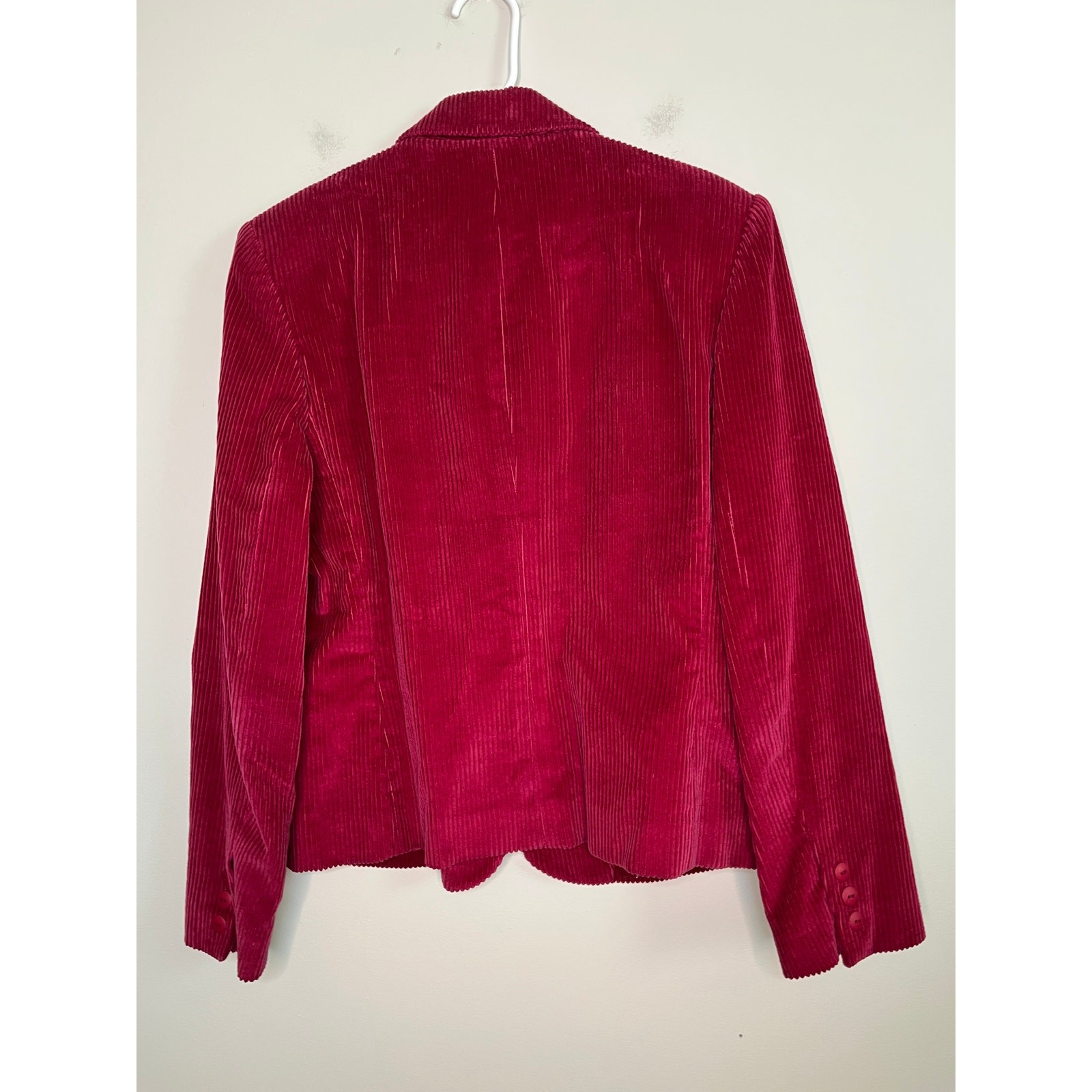 1980s John Meyer USA Berry Pink Magenta Thick Corduroy Prep Academic Blazer 12 L