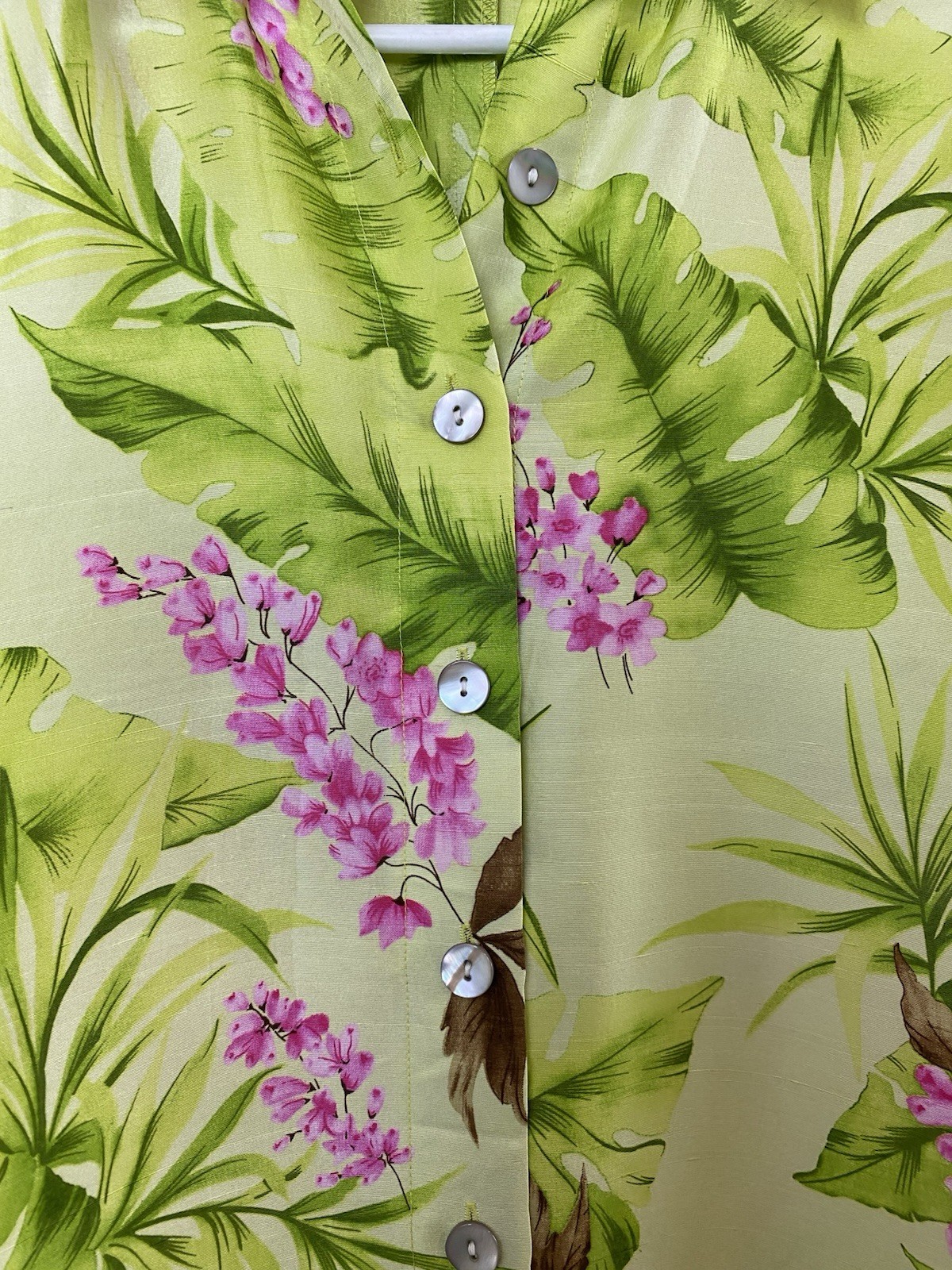 Vintage Harve Benard Womens Tropical Floral 100% Silk Shirt Dress 6 Watercolor