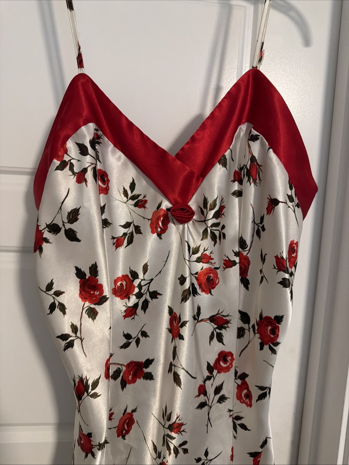 Vintage 90s Kathy Ireland Intimates Lingerie Nightie Satin Nightgown Sz S Roses
