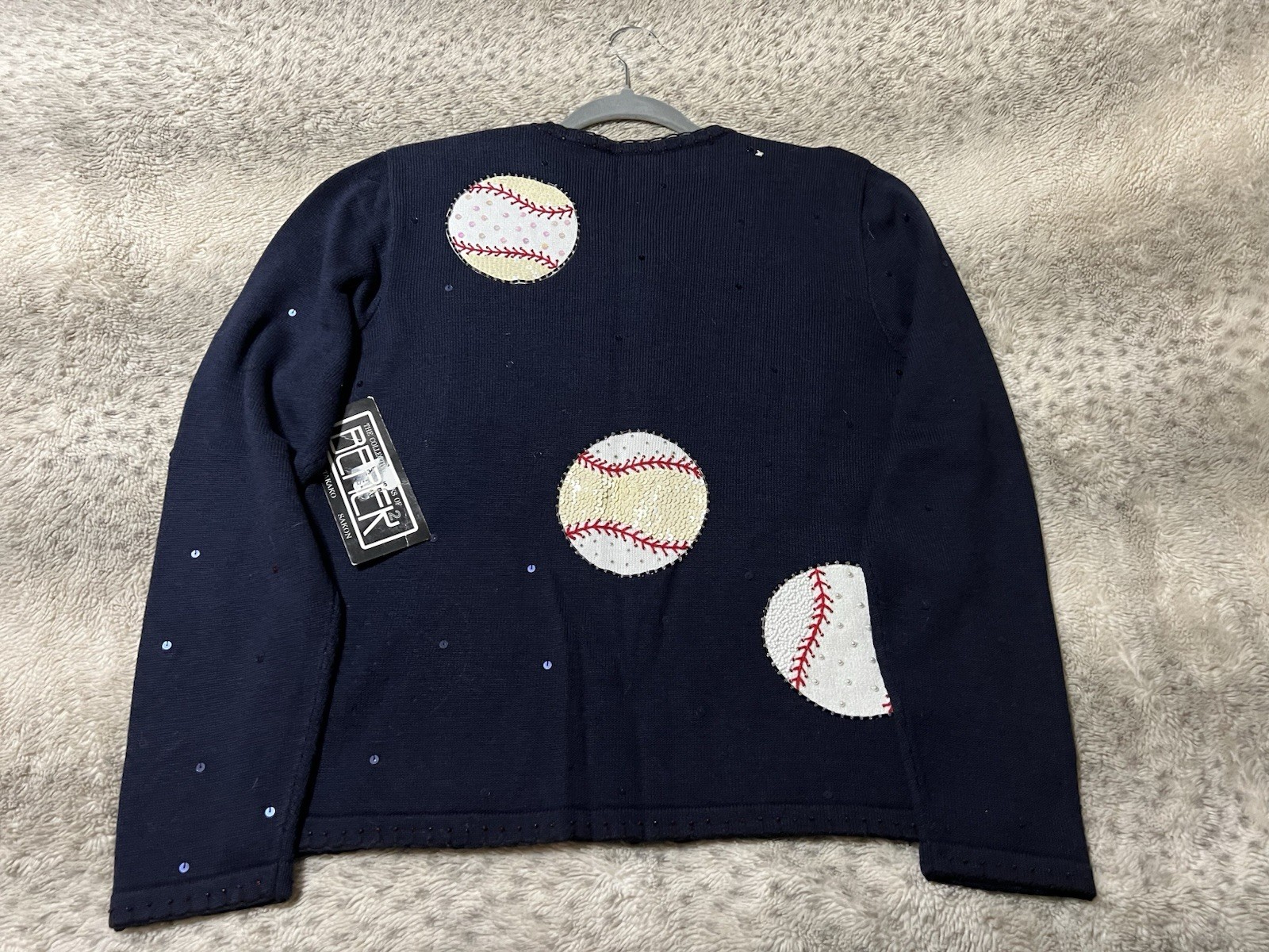 BEREK 2 Vintage Baseball Sweater Zip Up Cardigan Navy Blue Size Medium NWT