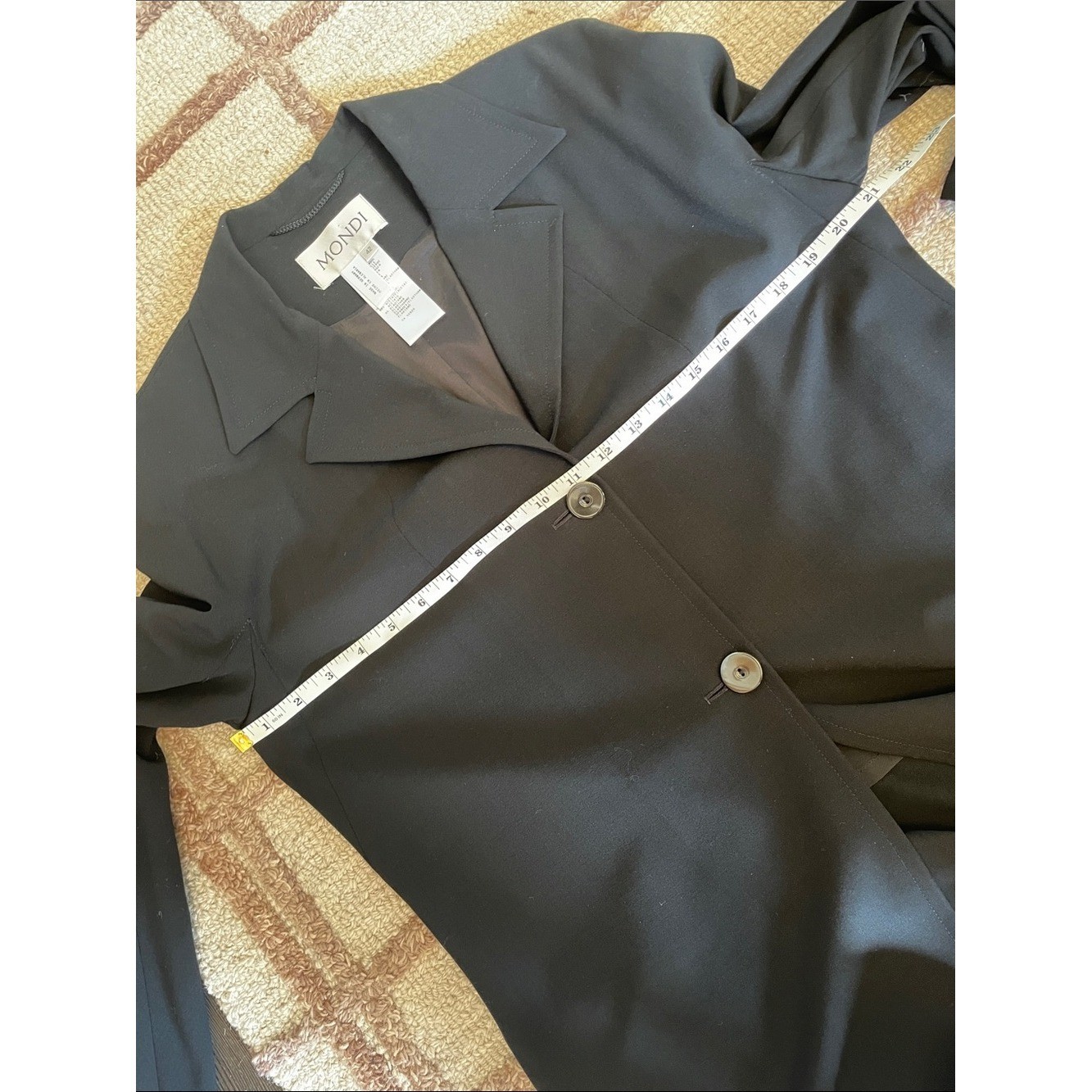 VTG Mondi Black Wool Trench Coat Duster Jacket Longline Blazer West Germany L