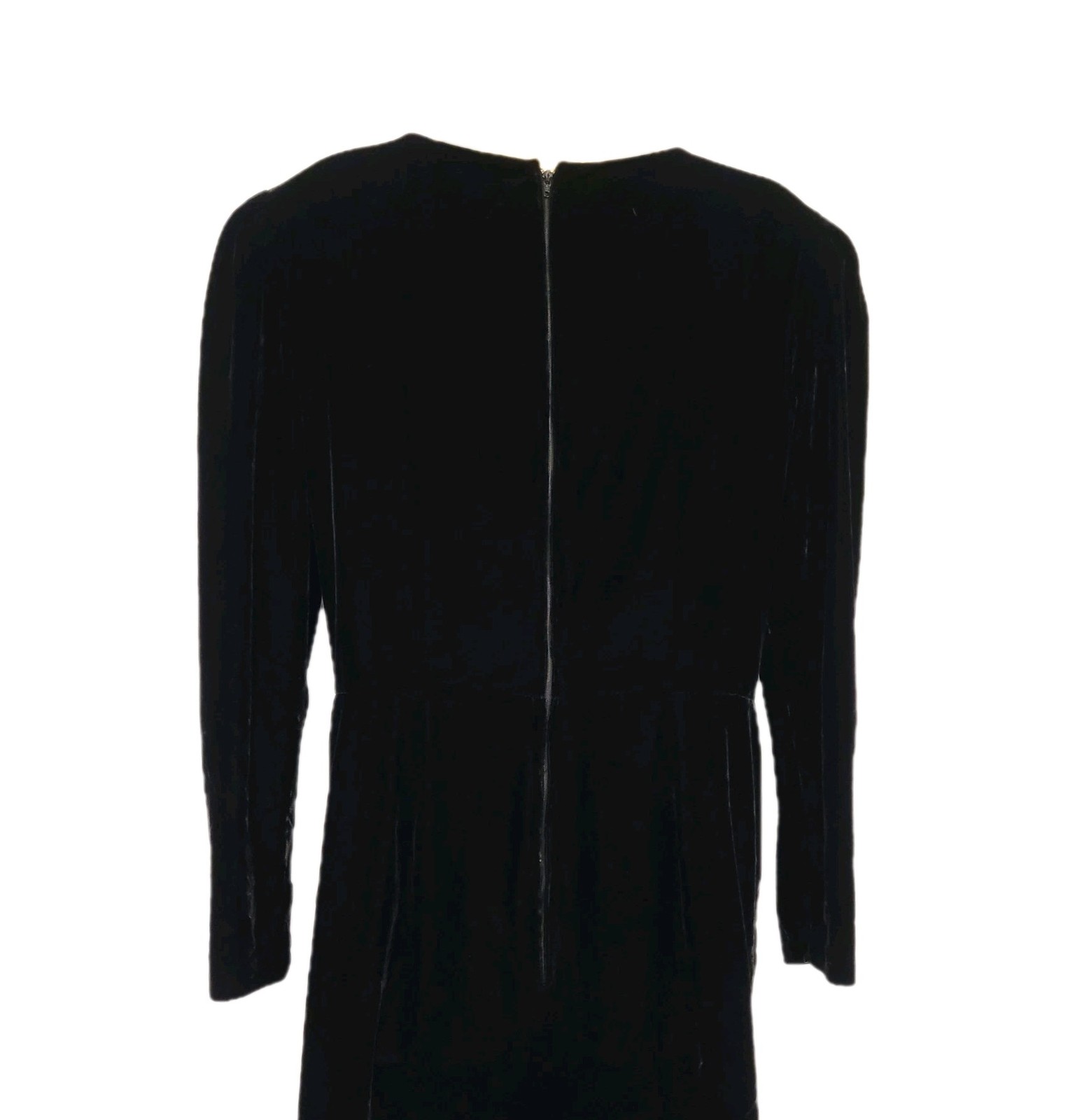 VTG Maggie London Black Velvet V Neck Dress Padded Shoulders Holiday Glam Sz 14