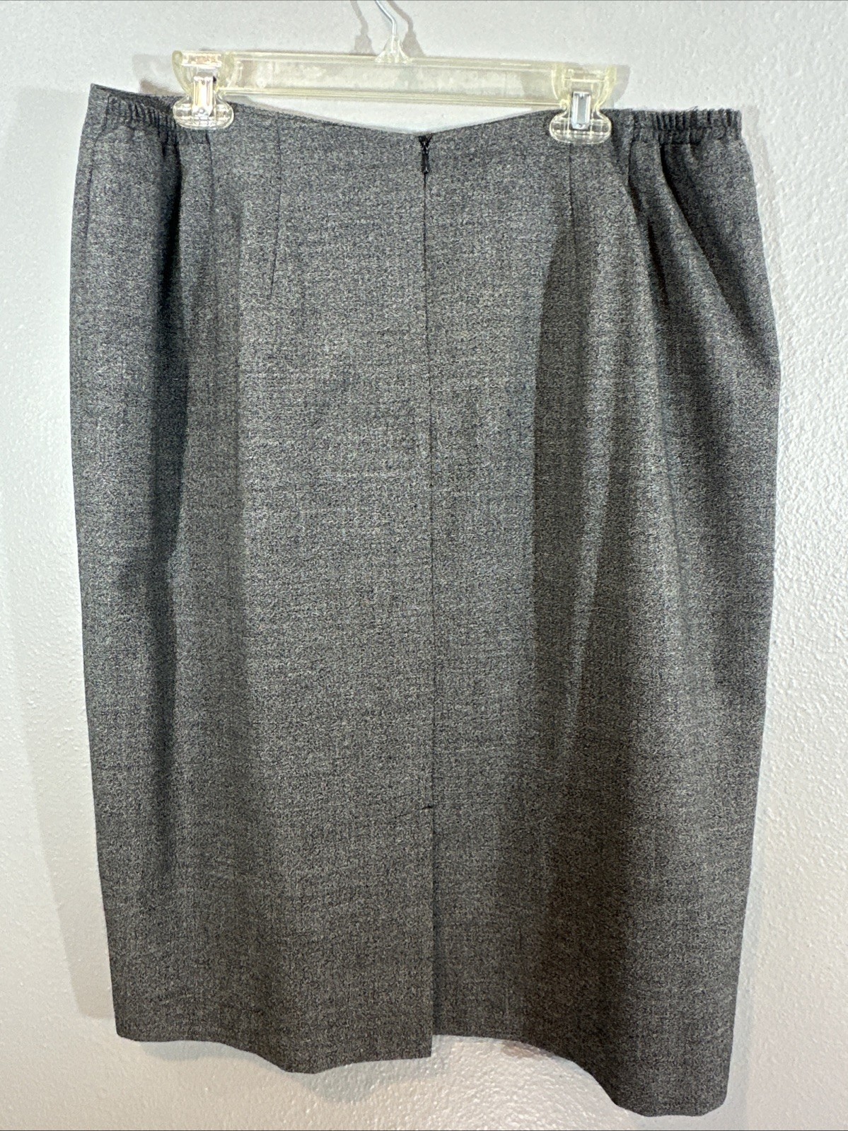 100 Wool Tailored Lined Pencil Skirt Preppy Academia Career Office Gray Women 18