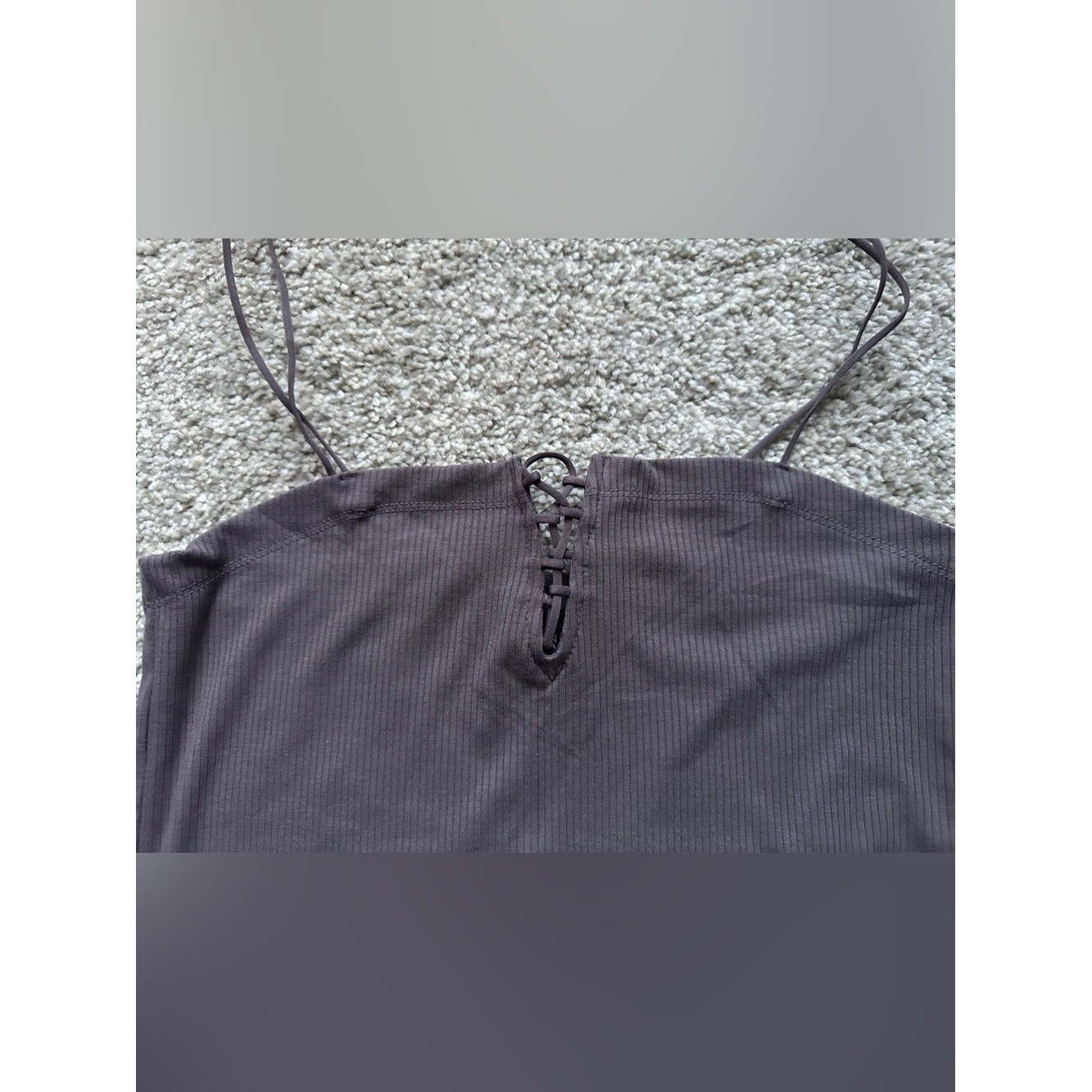 Women’s American Eagle Gray Ribbed Lace-Up Cami Size L