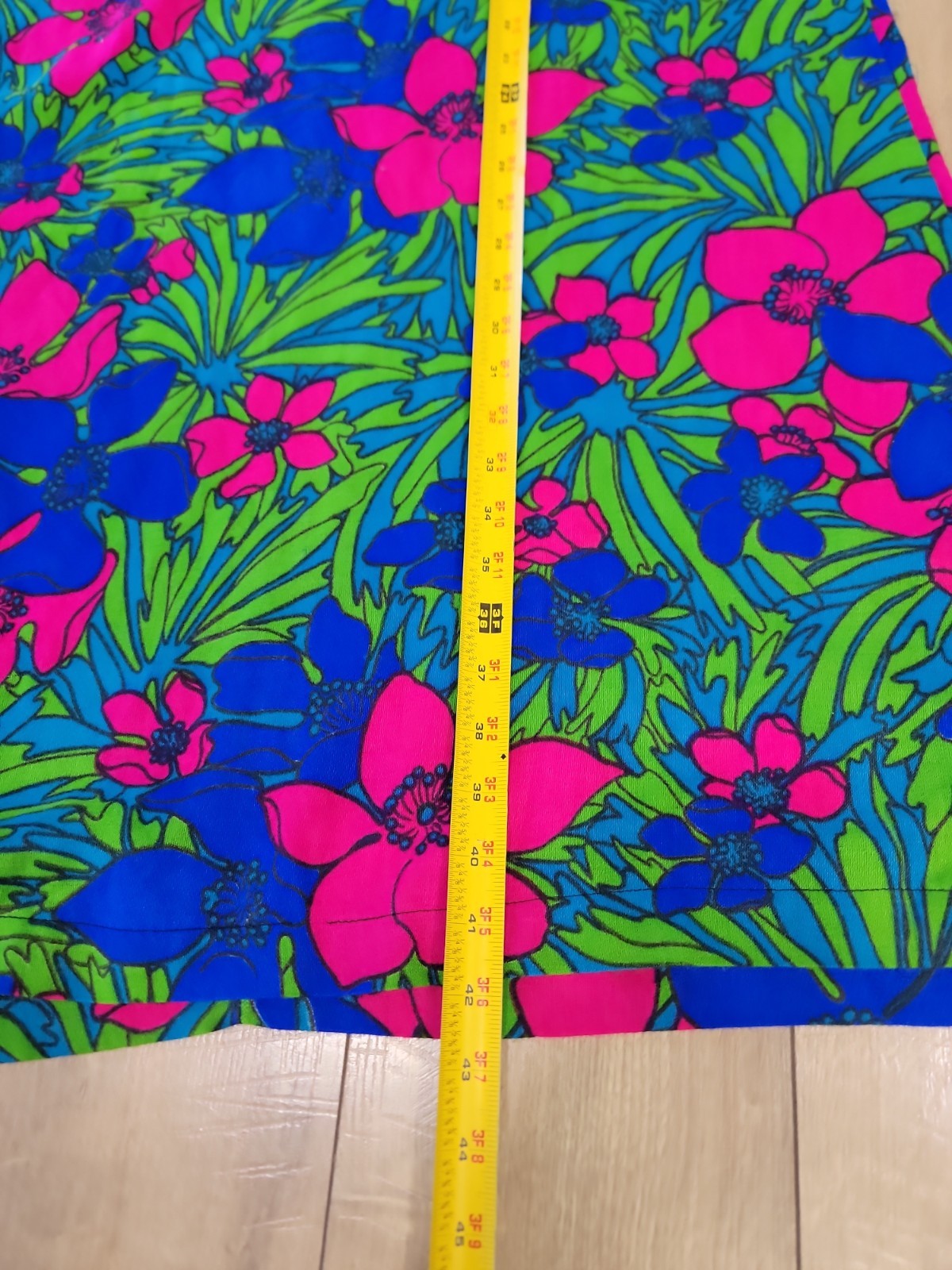 Vintage 60s 70s Psychedelic Mod Floral Dress Neon Pink Blue Green Shift VTG