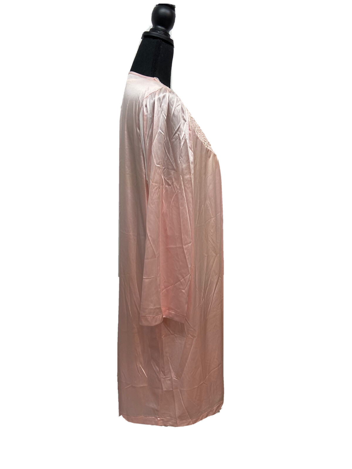 VTG Vanity Fair Peignoir Set Silky Lace Gown Robe Pink Medium Silkenique NOS USA