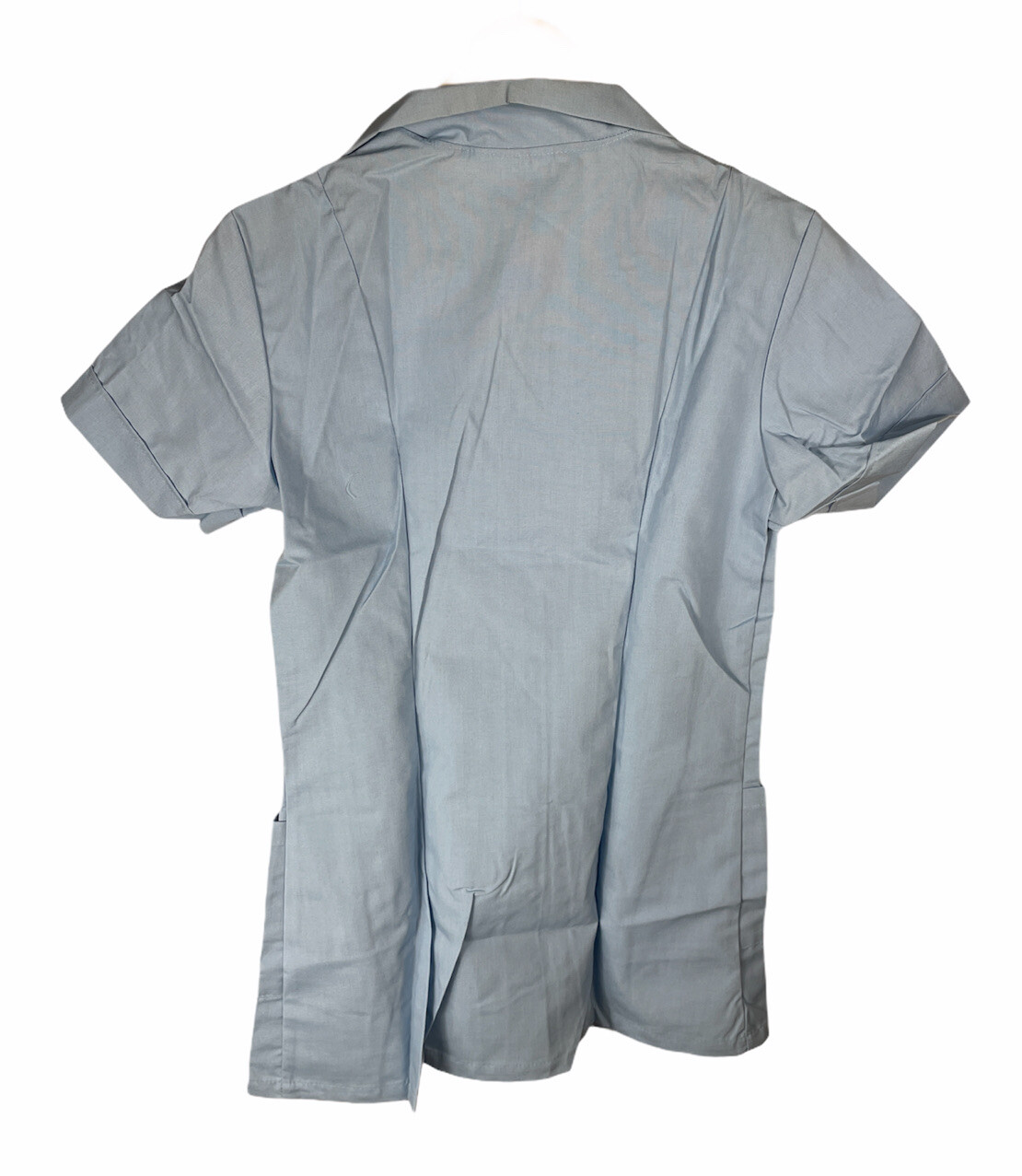 Vintage 70s Fashion Seal Shane Collared 2 Pocket Blue Nurse Scrub Shirt Size 12