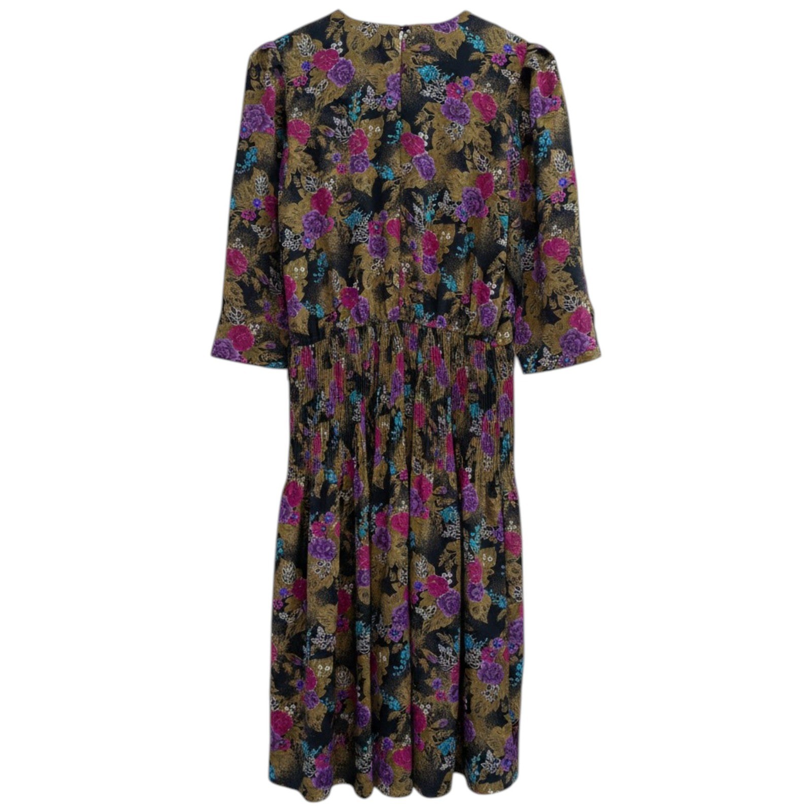 Pellini Petites Floral Midi Dress Women 12P Vintage 80s Dark Academia Secretary