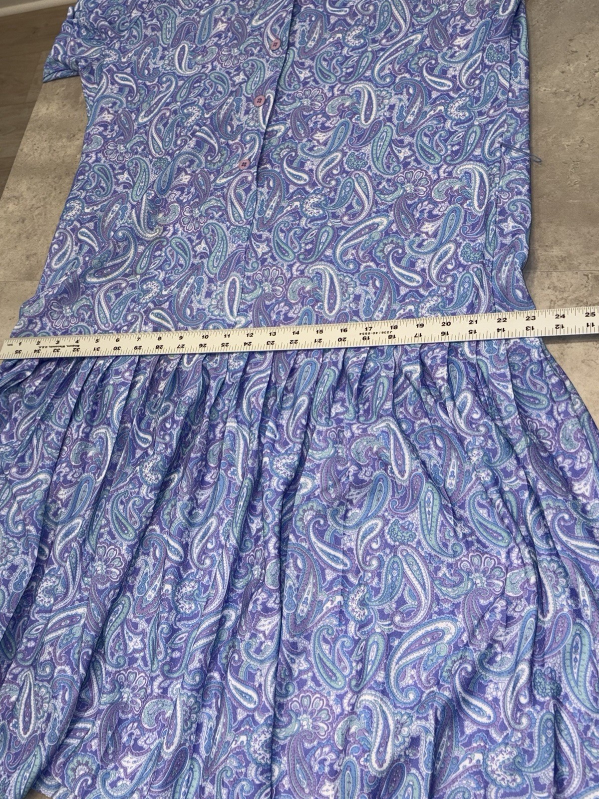 Vintage 70s Tribute Mod Paisley Purple Dress XL 16/18 #0250 PLEASE READ