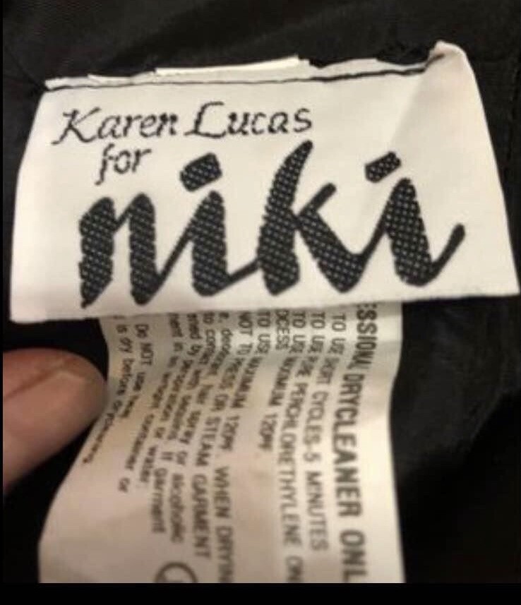 1990’s Karen Lucas For Niki Sequined & Crepe Party Black Dress Size 8