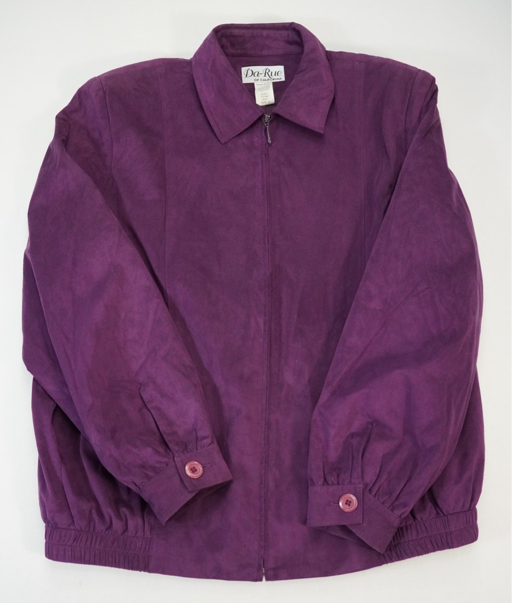 Vintage Da-Rue of California Purple Suede Jacket Womens Sz 12 Faux Made in USA