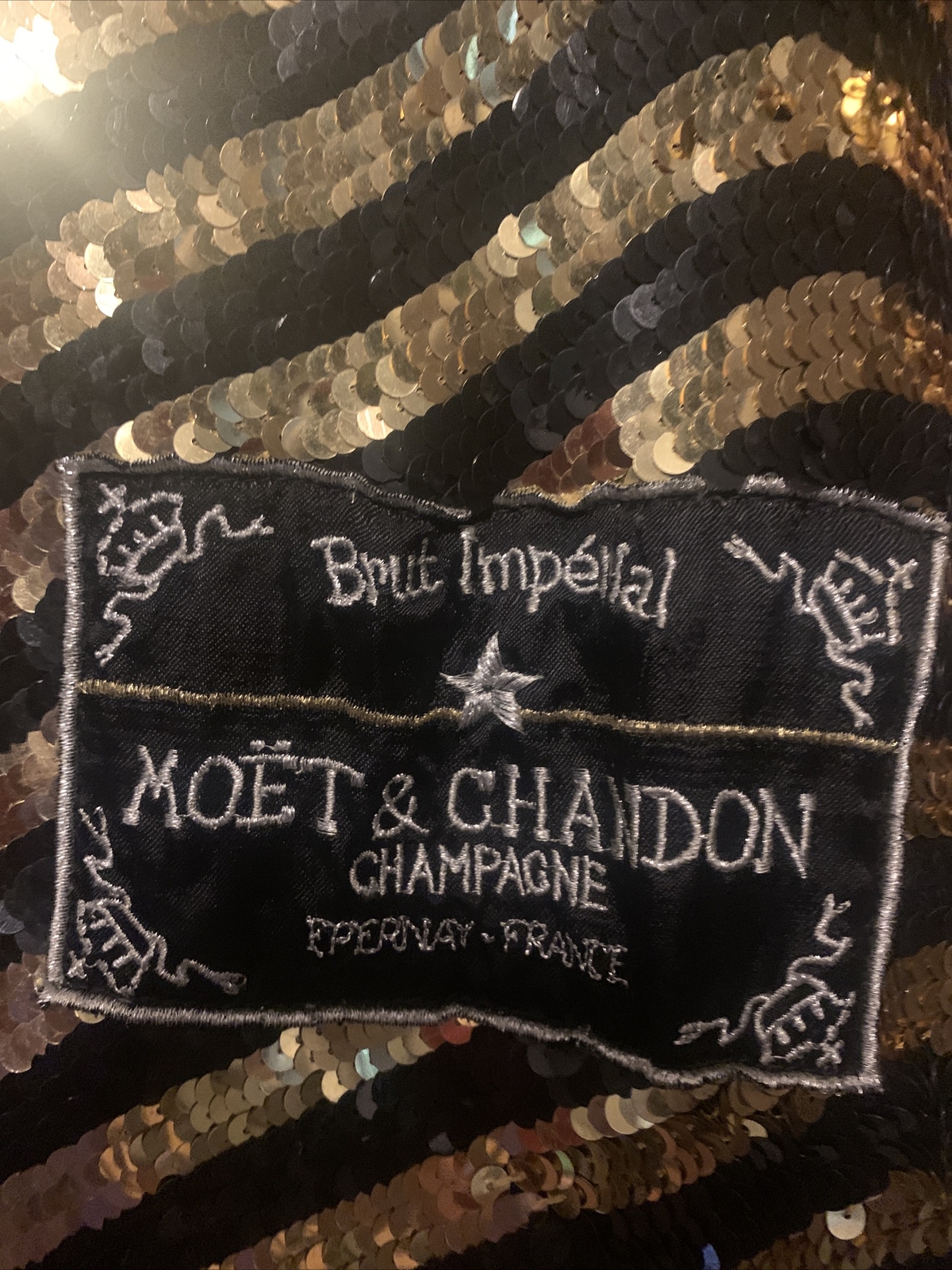 Vintage Modi Sequins Champagne Laurent-Perrier & Moët Chandon Bling Shirt Size S