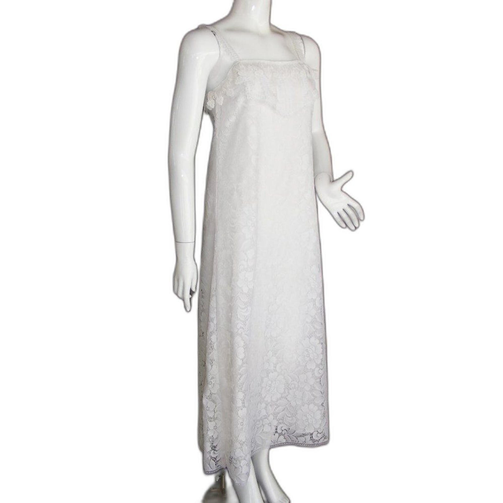 JESSICA MCCLINTOCK Dress, XS/S, White Lace, Maxi, Spaghetti Straps, Vintage