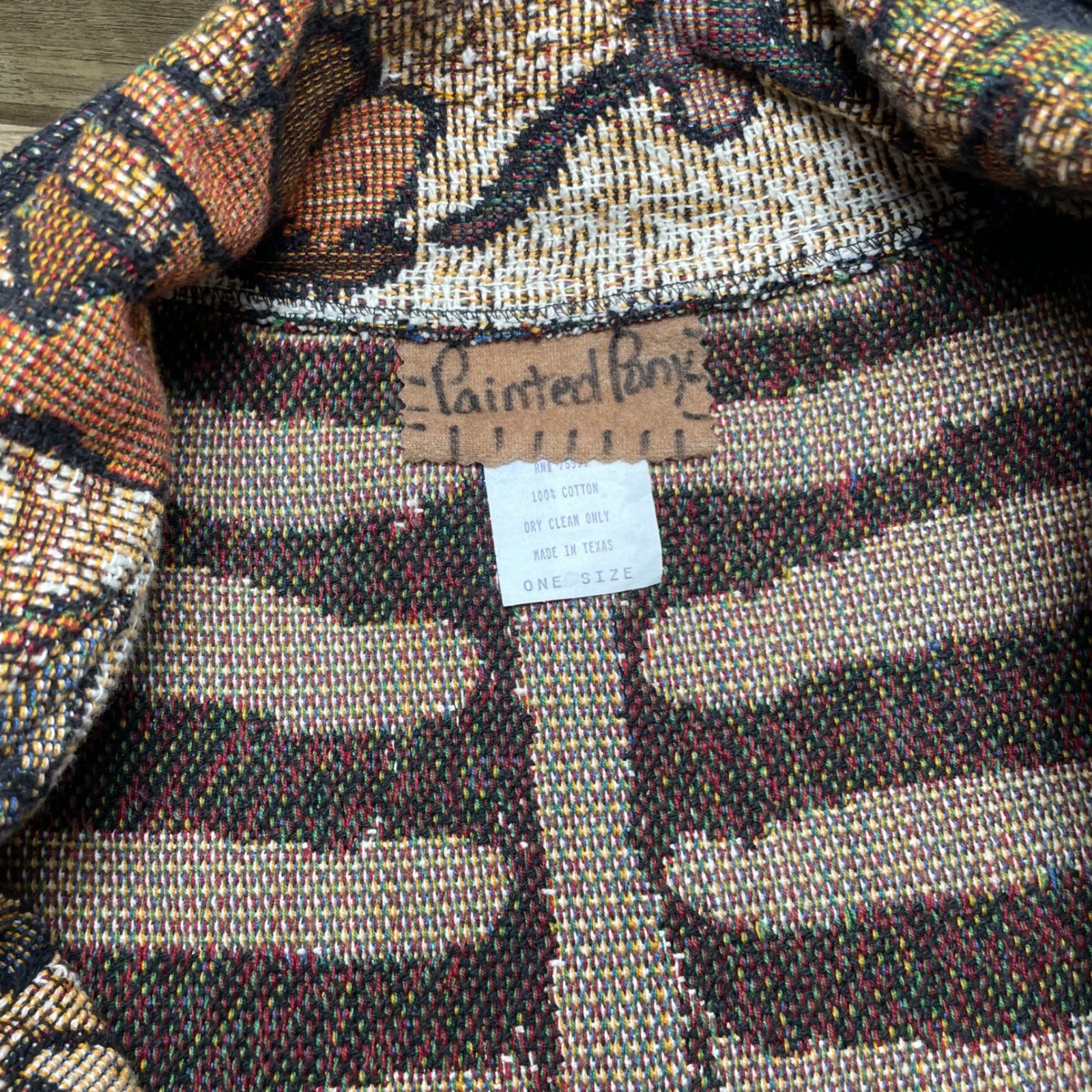 Painted Pony Vintage Safari Zebra Tapestry Jacket Cotton Made in Texas One Size