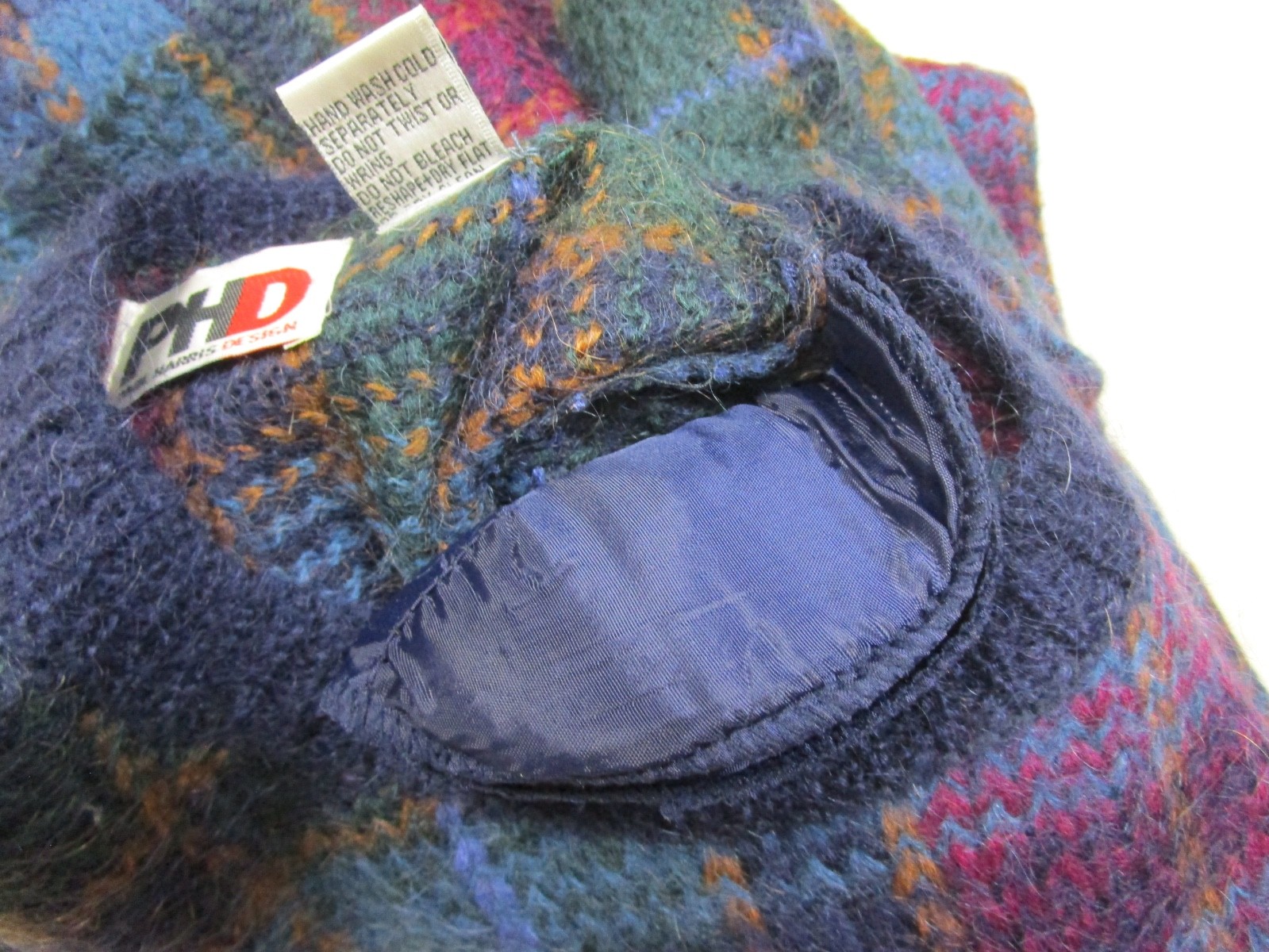 Vintage 80s Paul Harris Mohair Blend Sweater Womens (M) Shoulder Pads Plaid