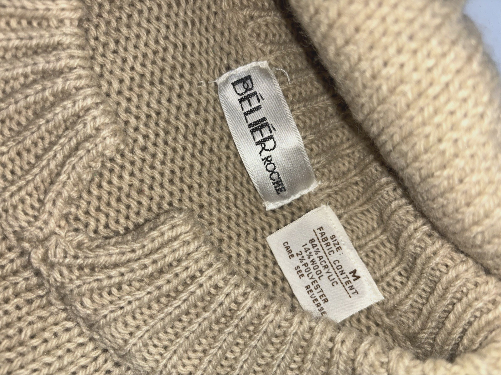 Belier Roche Women Size M Pullover Long Sleeve Wool Blend Sweater Multicolor