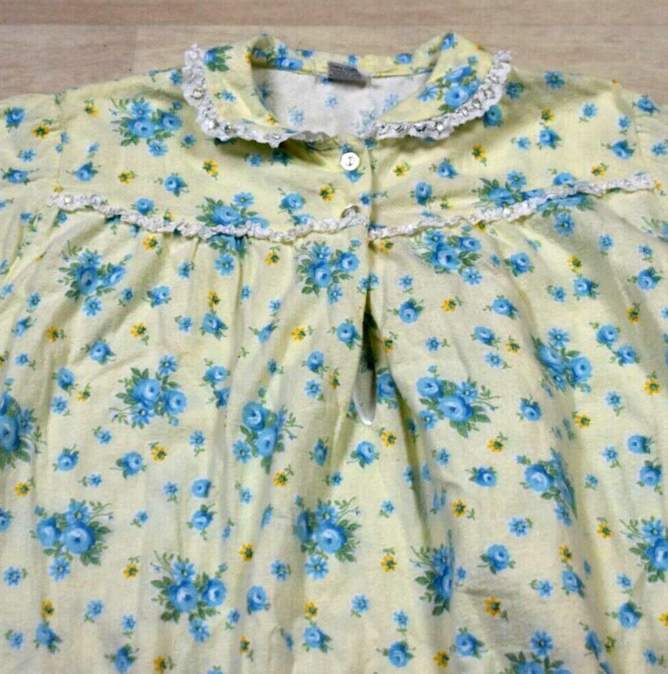 60s Dream Togs Cotton Flannel Nightgown Prairie Homestead Trad Floral 40 VTG