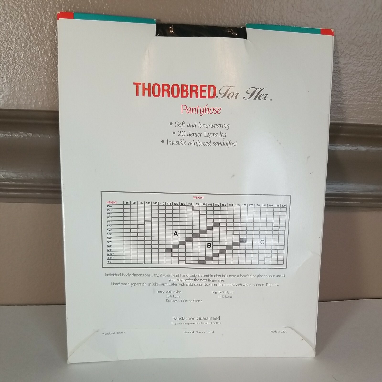 Vintage Thorobred For Her Pantyhose with lycra for a silky, smooth fit. Tuxedo B
