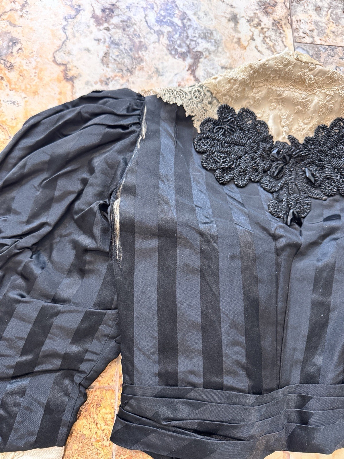 Antique Victorian Couture Bodice c1888–1893 Worth-Era Black Leg-of-Mutton Sleeve