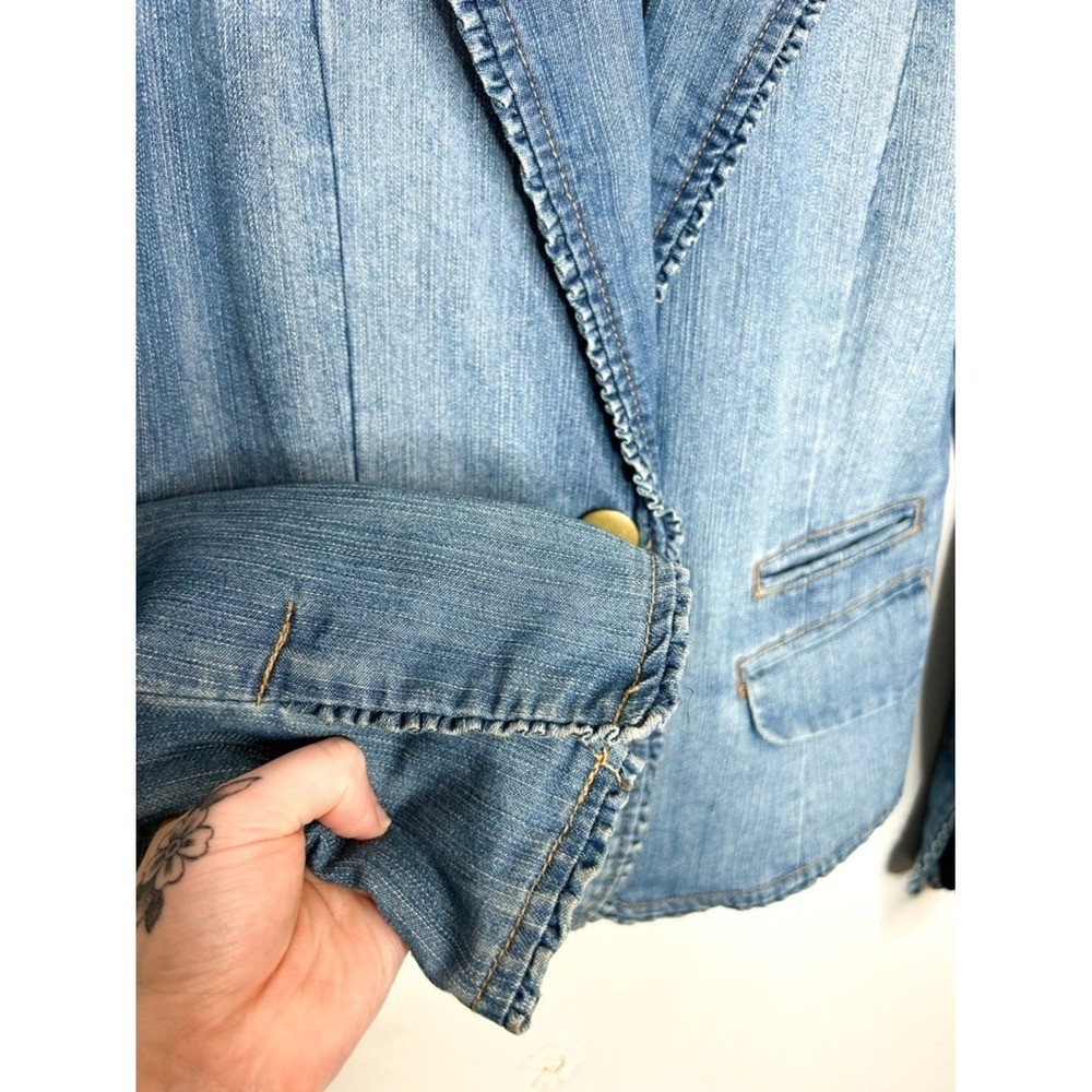 Vintage Faded Glory Y2K Early 2000s Single Button Denim Jean Jacket 8