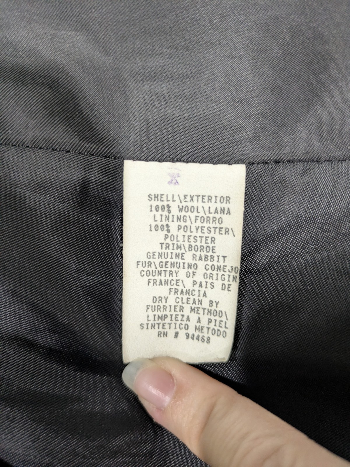 Vintage 1980s Donnybrook Wool Coat With Rabbit Trim – Heathered Charcoal Size 8P
