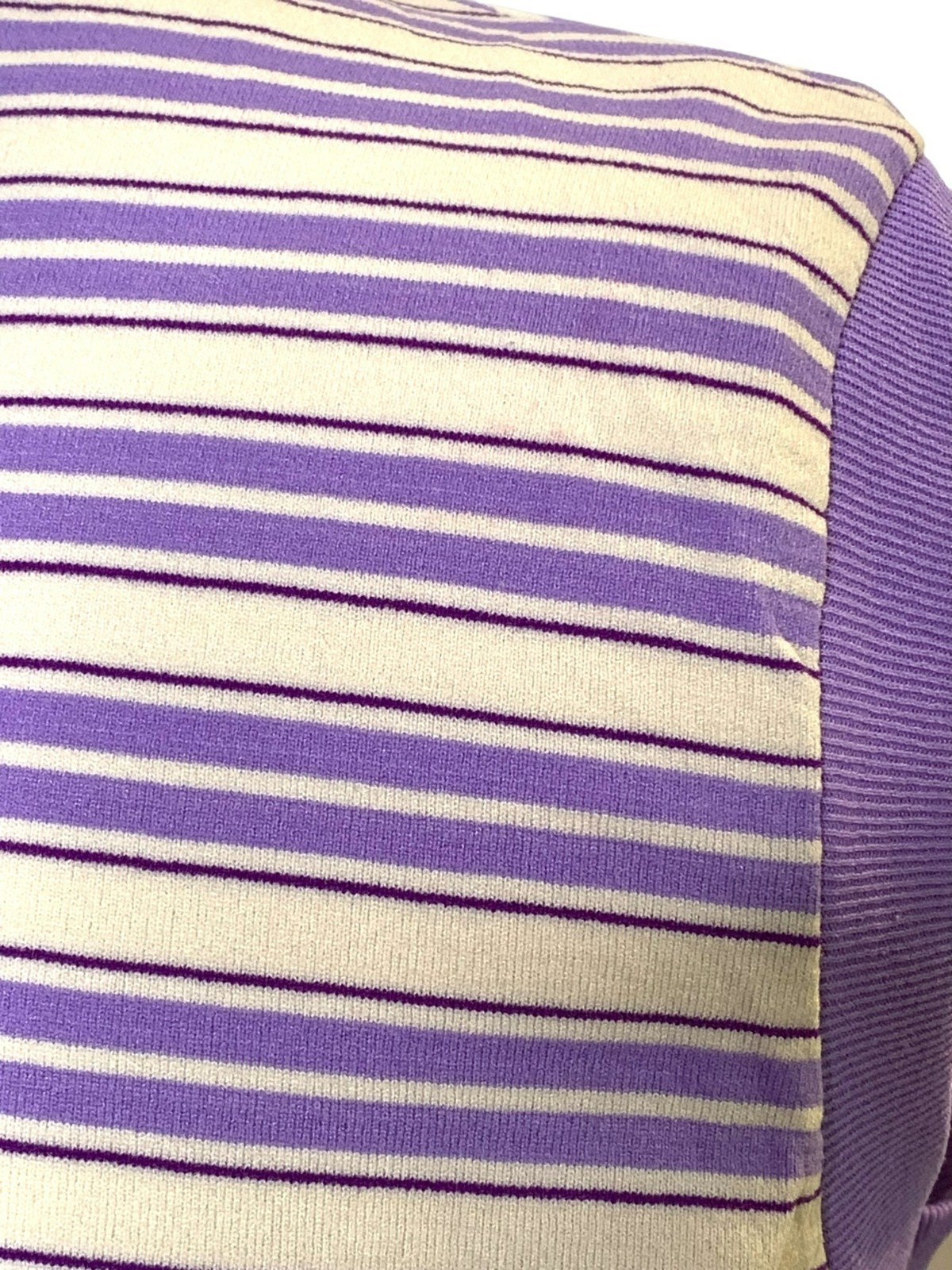 VTG 70s Striped Mod Preppy Purple Retro Academic Sleeveless Indie Mock Neck Top