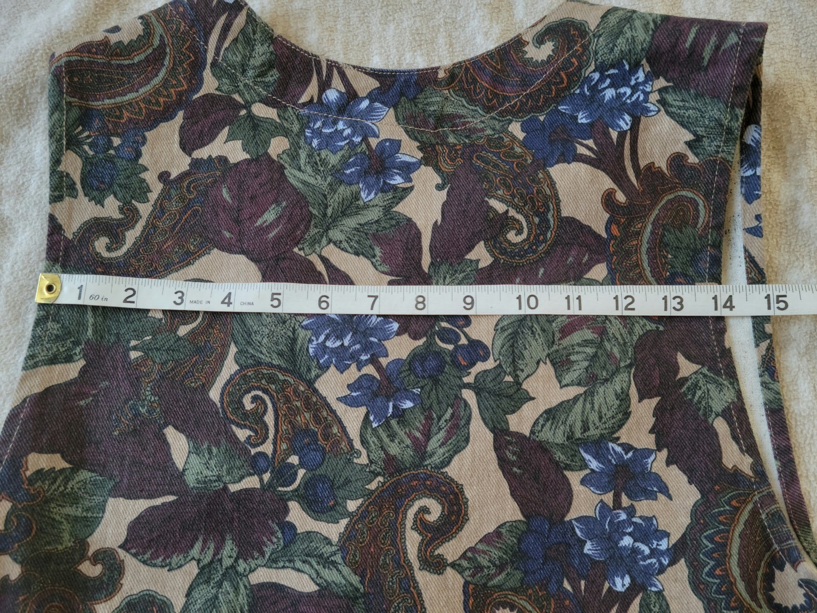 Vintage Northcrest Women’s Button Fashion Vest Floral & Paisley Cotton Twill-M/L